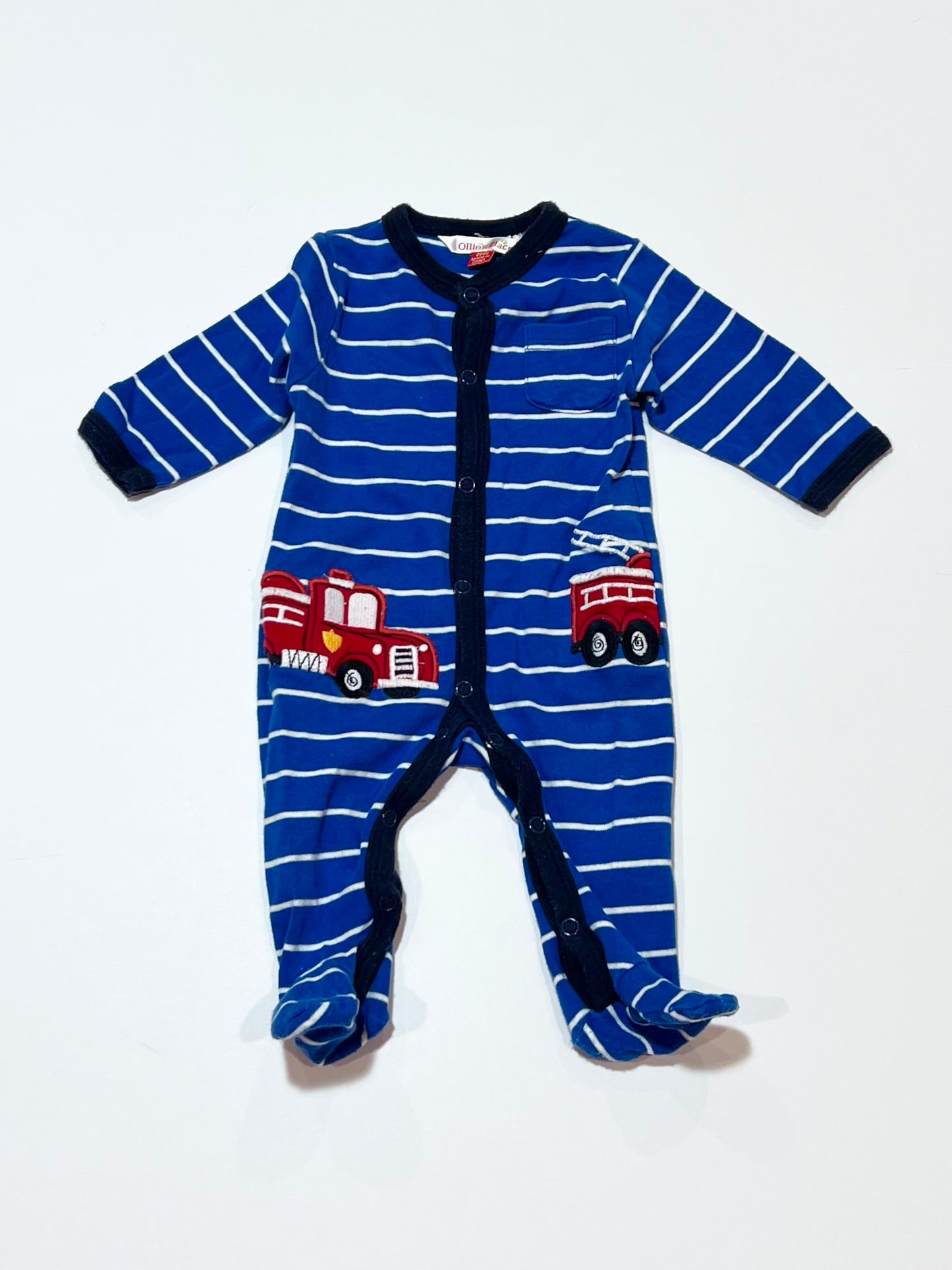 Striped fire truck onesie - Size 0000