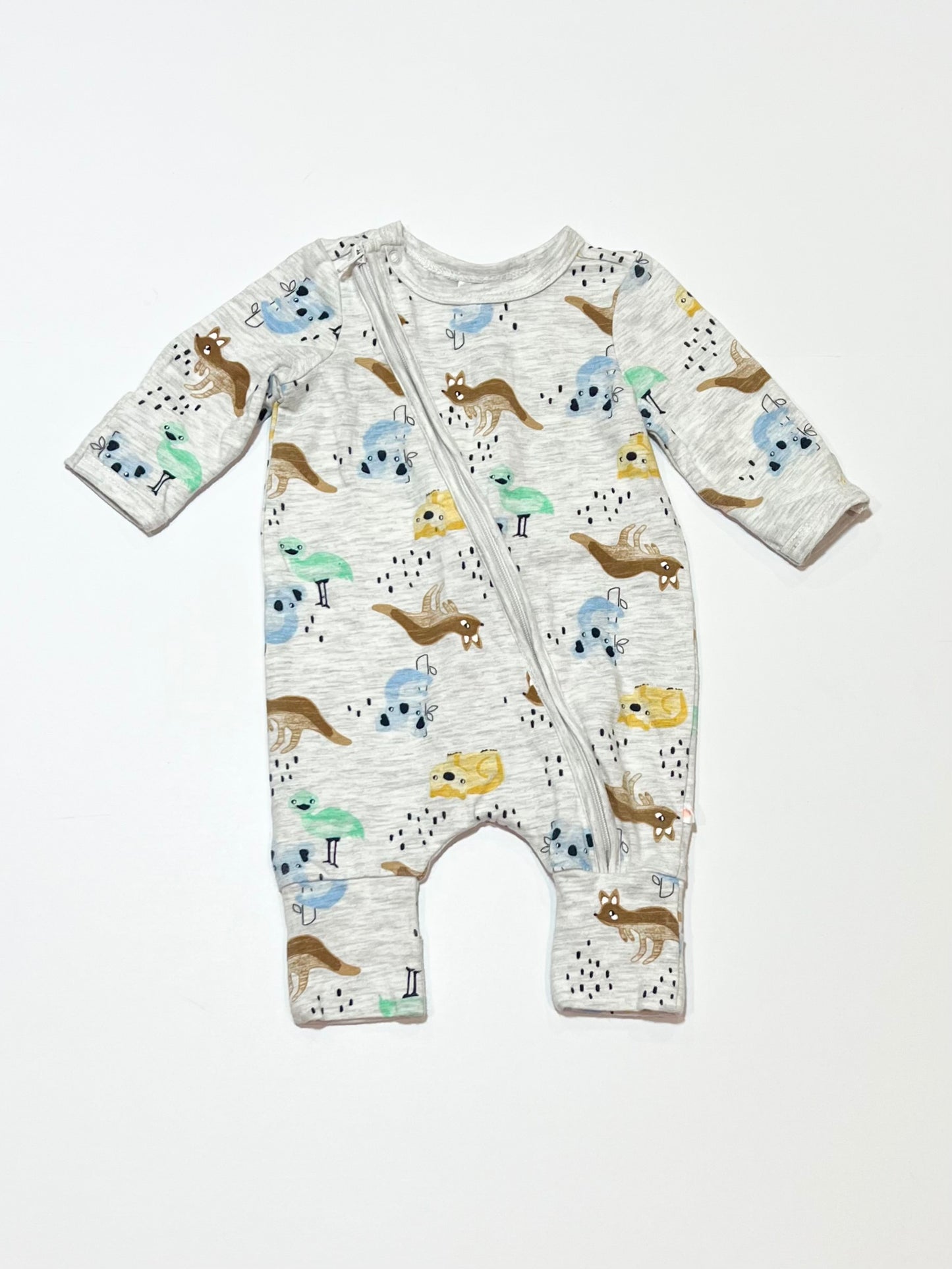 Aussie animals zip onesie - Size 0000