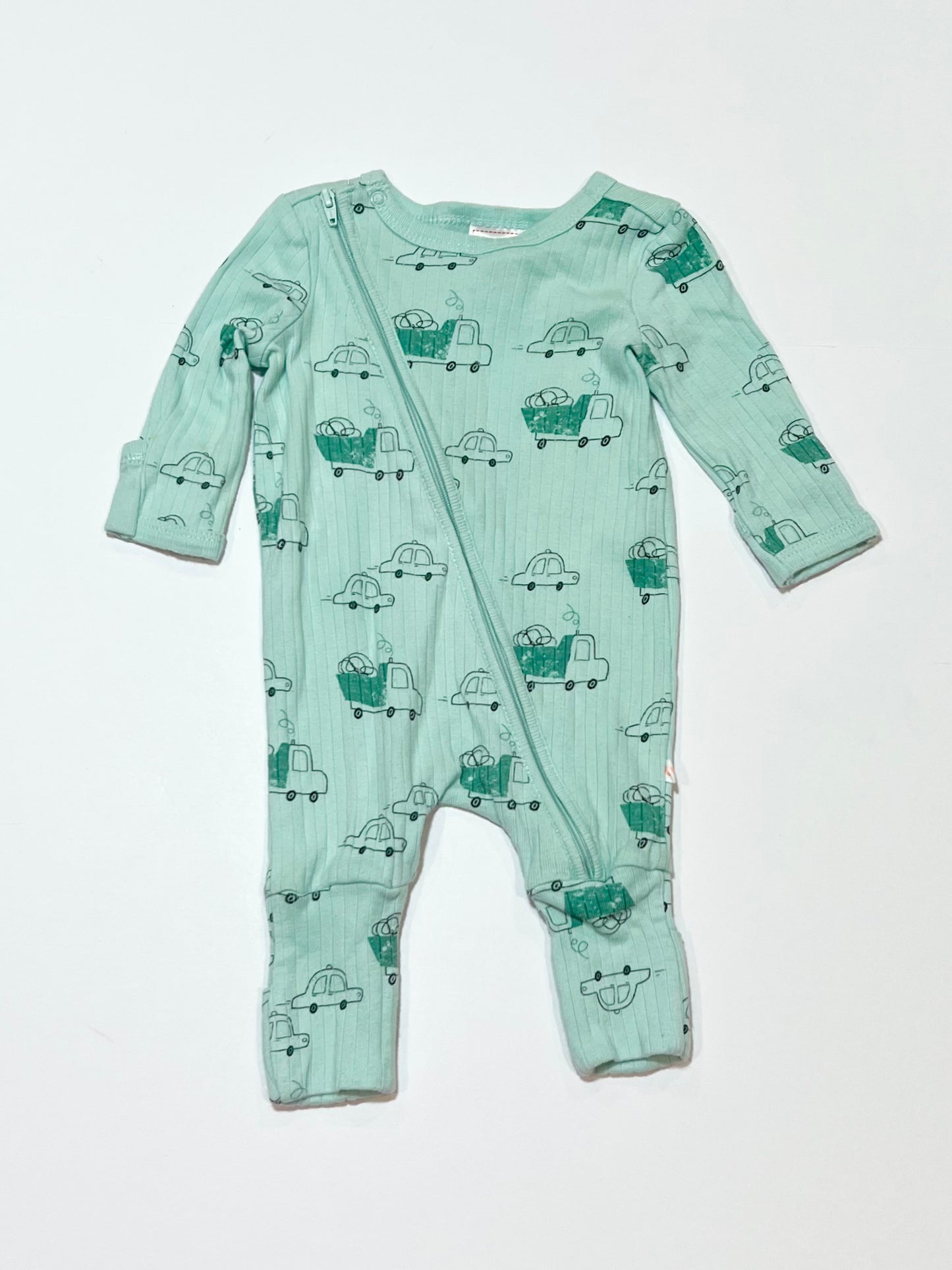 Ribbed cars zip onesie - Size 0000