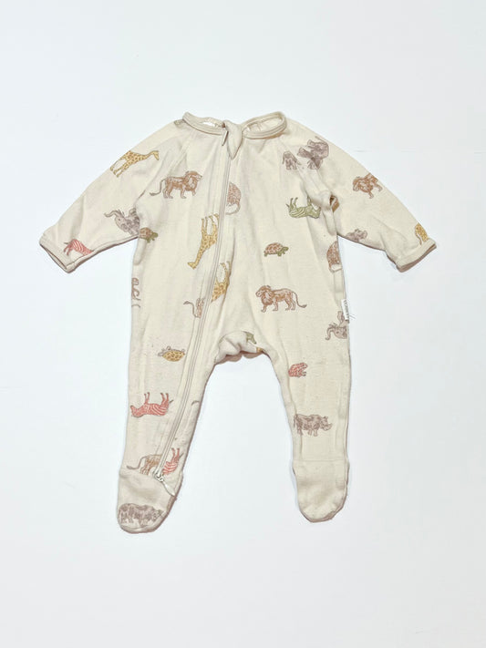 Animals zip onesie - Size 0000