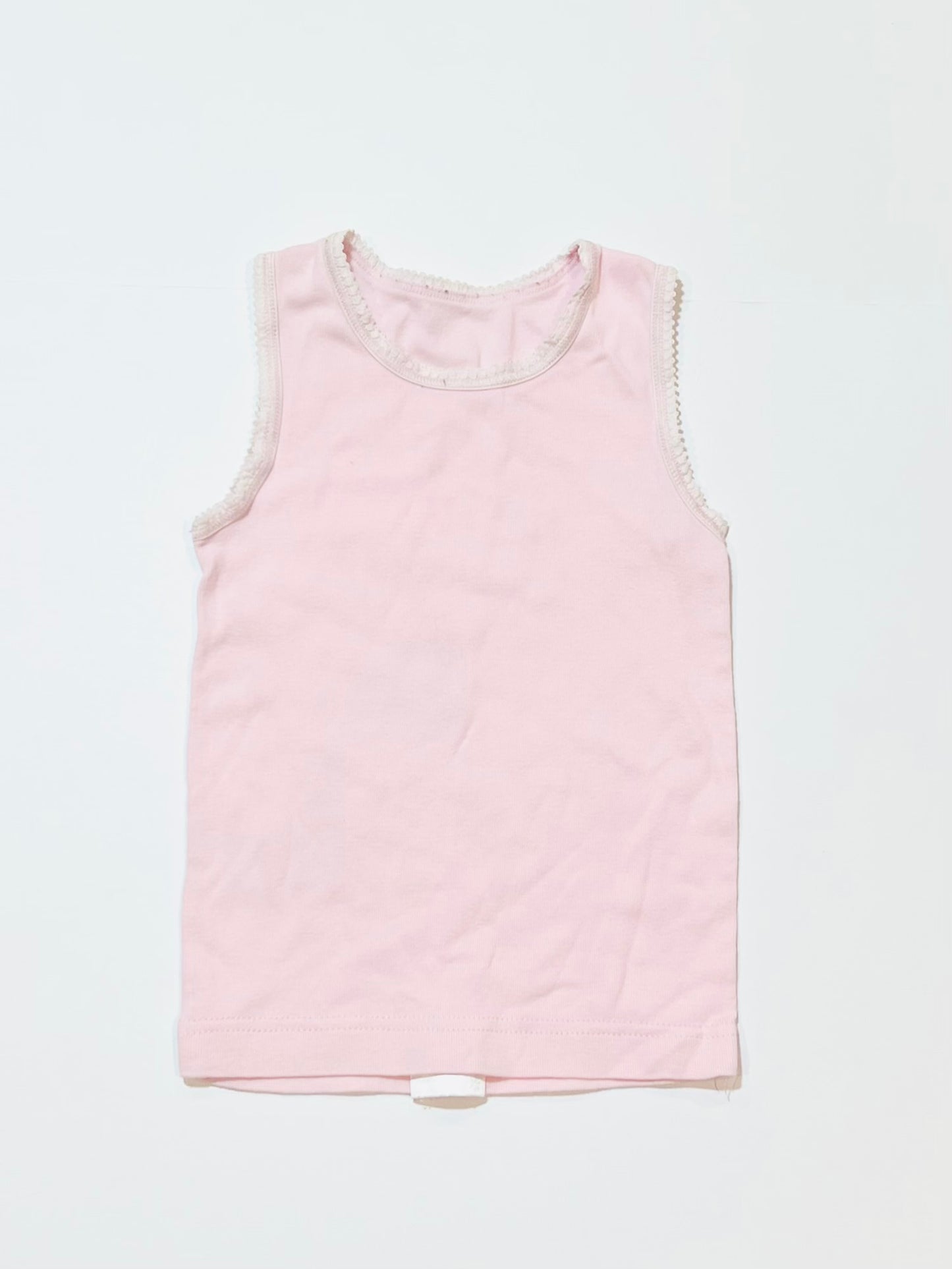 Pink lace trim singlet - Size 2