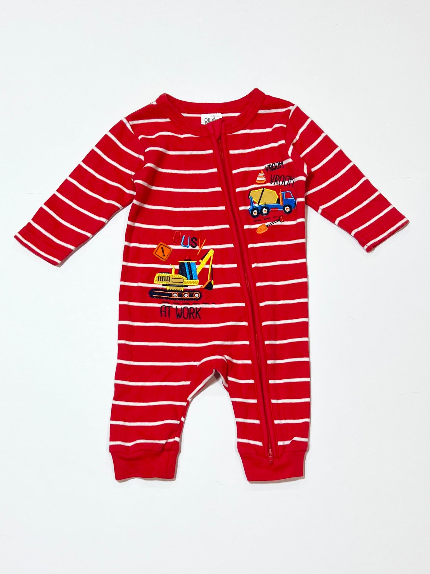 Red striped digger onesie - Size 000