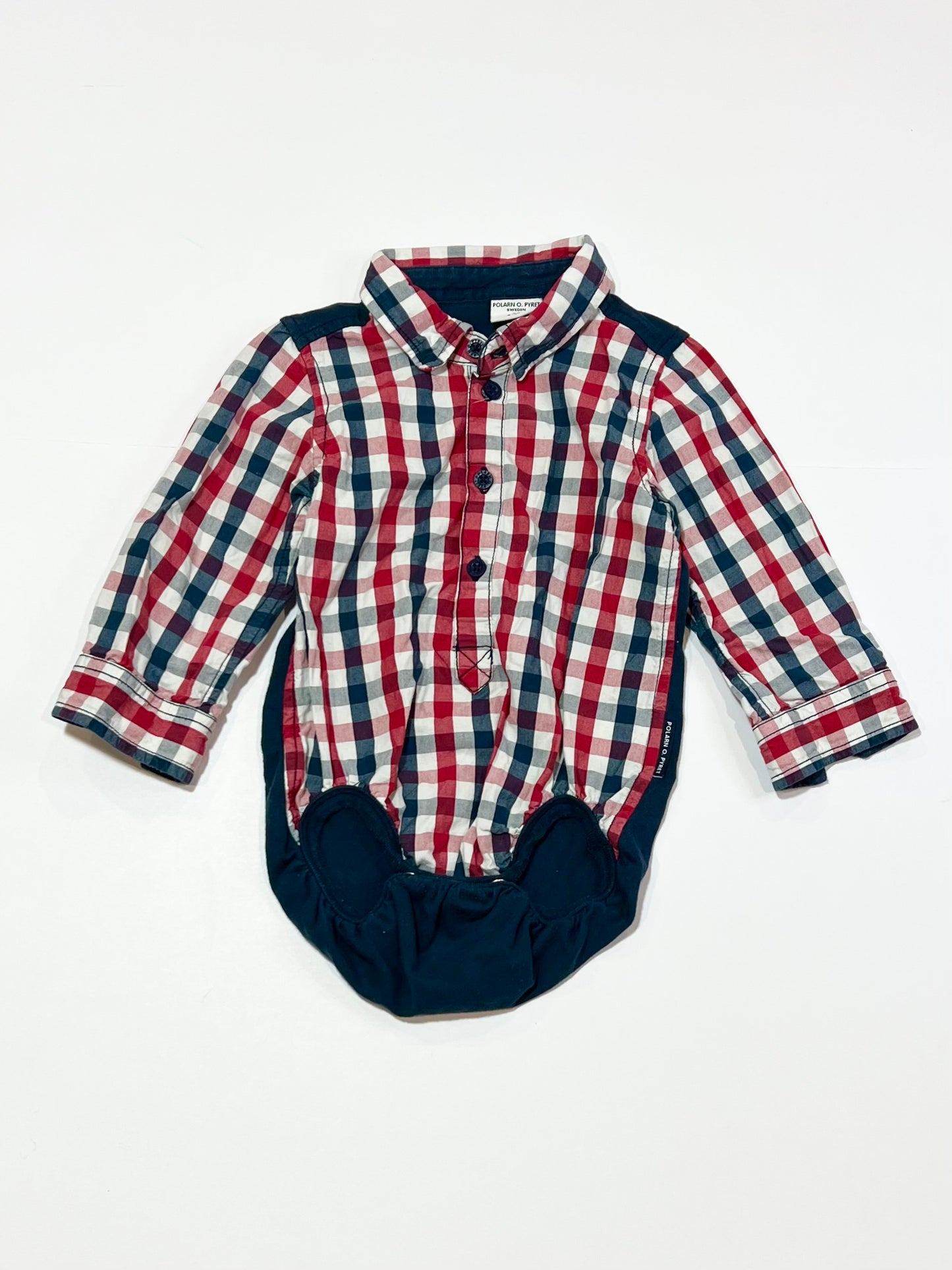 Gingham shirt bodysuit - Size 4-6 months