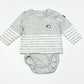 Grey dino bodysuit - Size 2-4 months