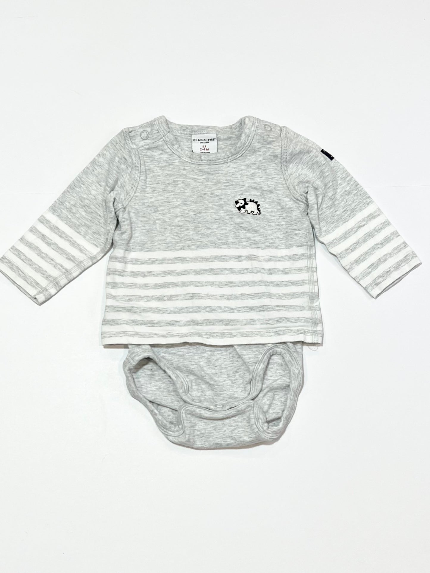 Grey dino bodysuit - Size 2-4 months