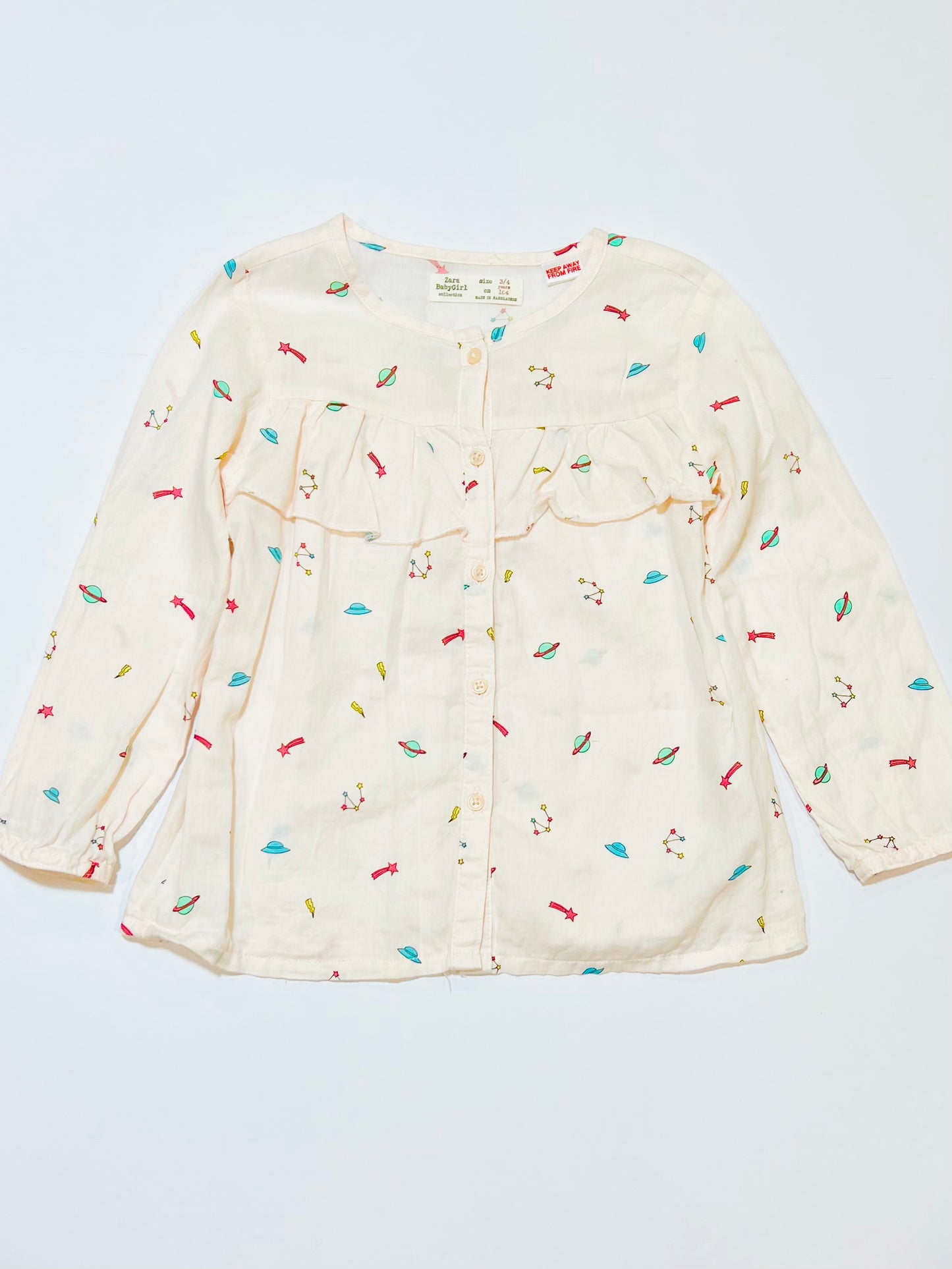 Pink space top - Size 3-4