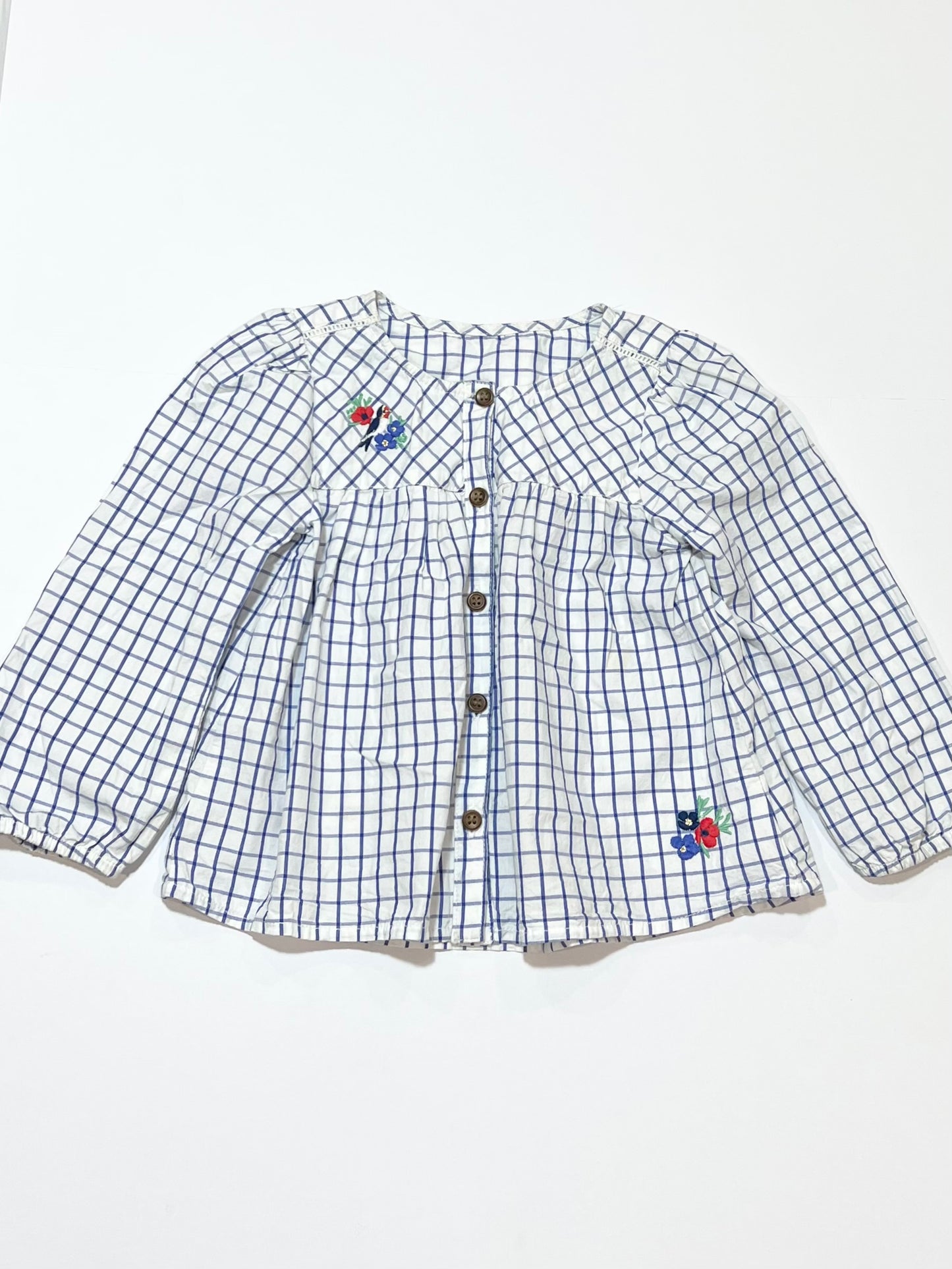 Checkered birds top - Size 3-4