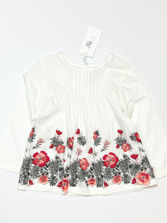 White floral top brand new - Size 4