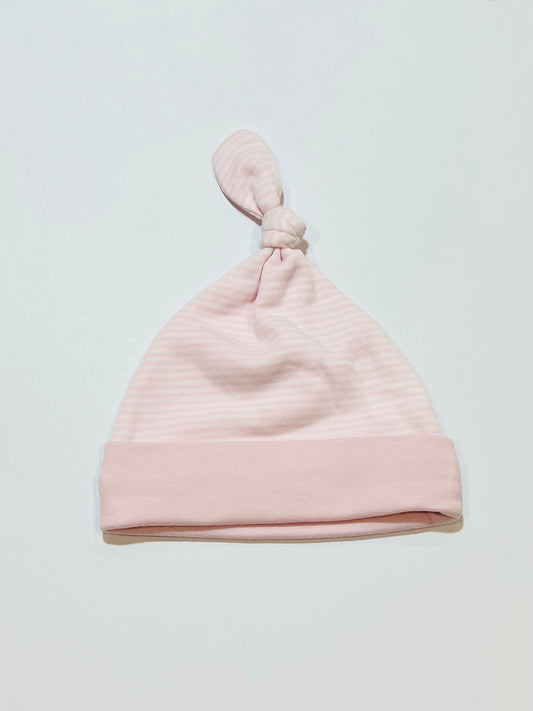 Pink striped beanie - Size 0-3 months