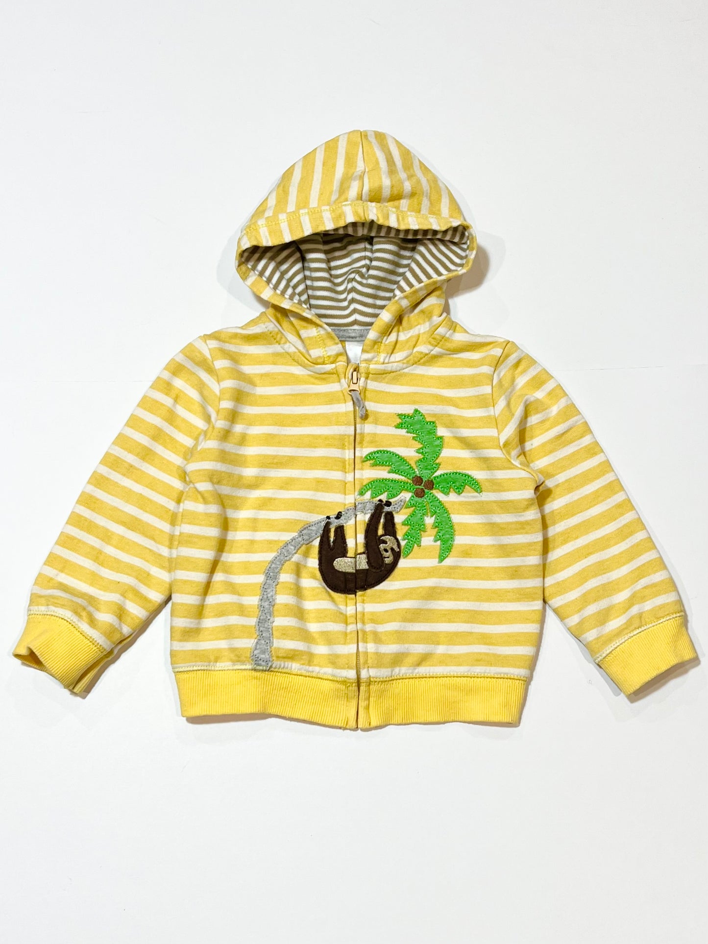 Striped sloth zip hoodie - Size 9-12 months