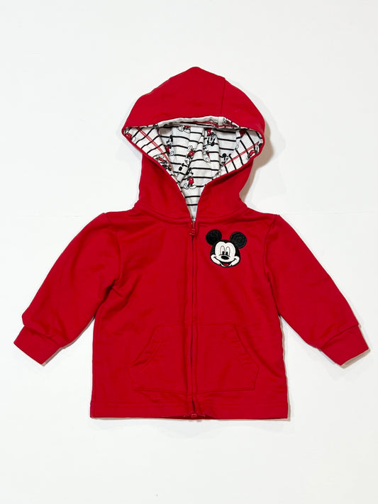 Red zip Mickey hoodie - Size 6-9 months