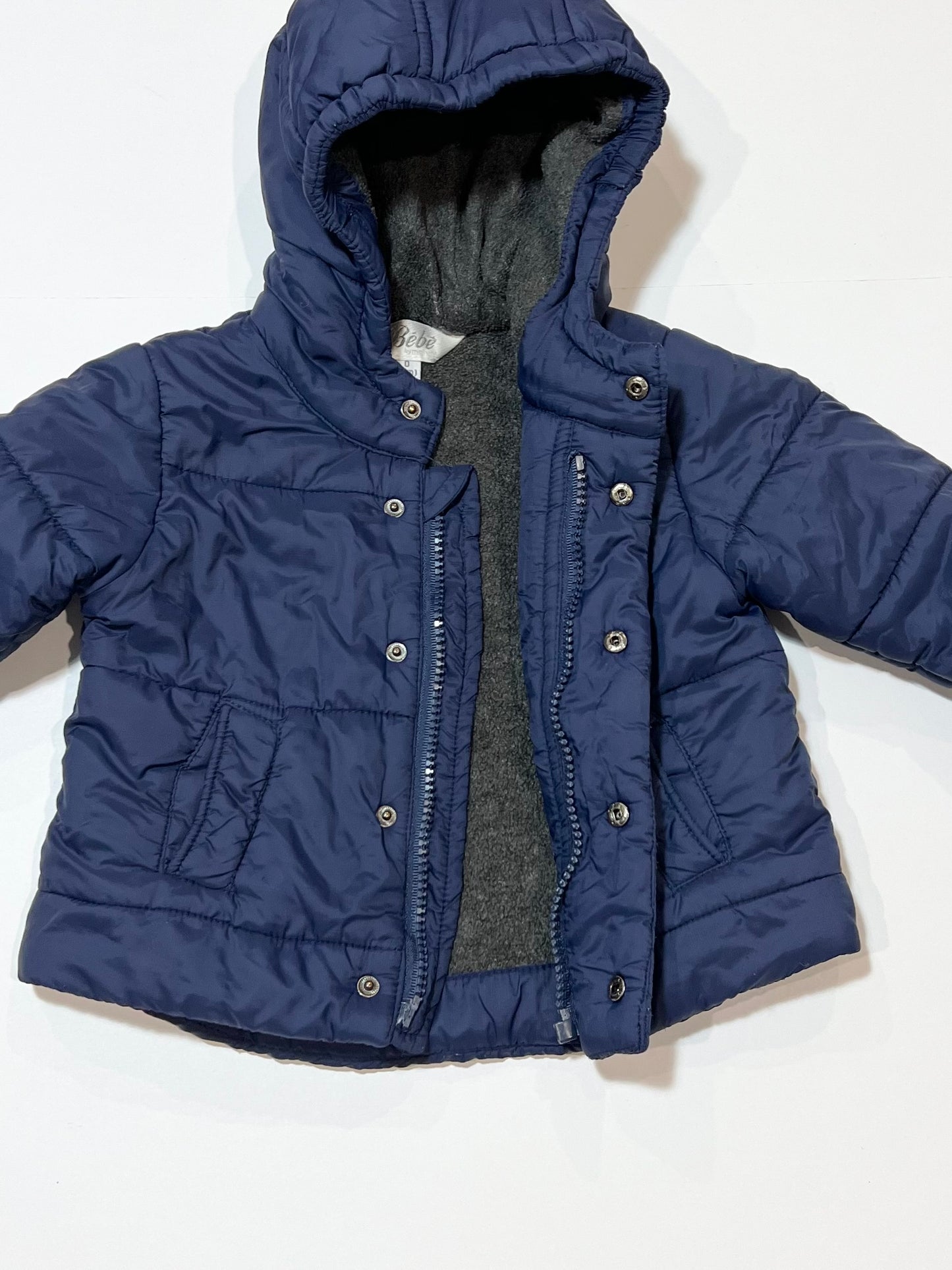 Navy puffer jacket - Size 6-9 months