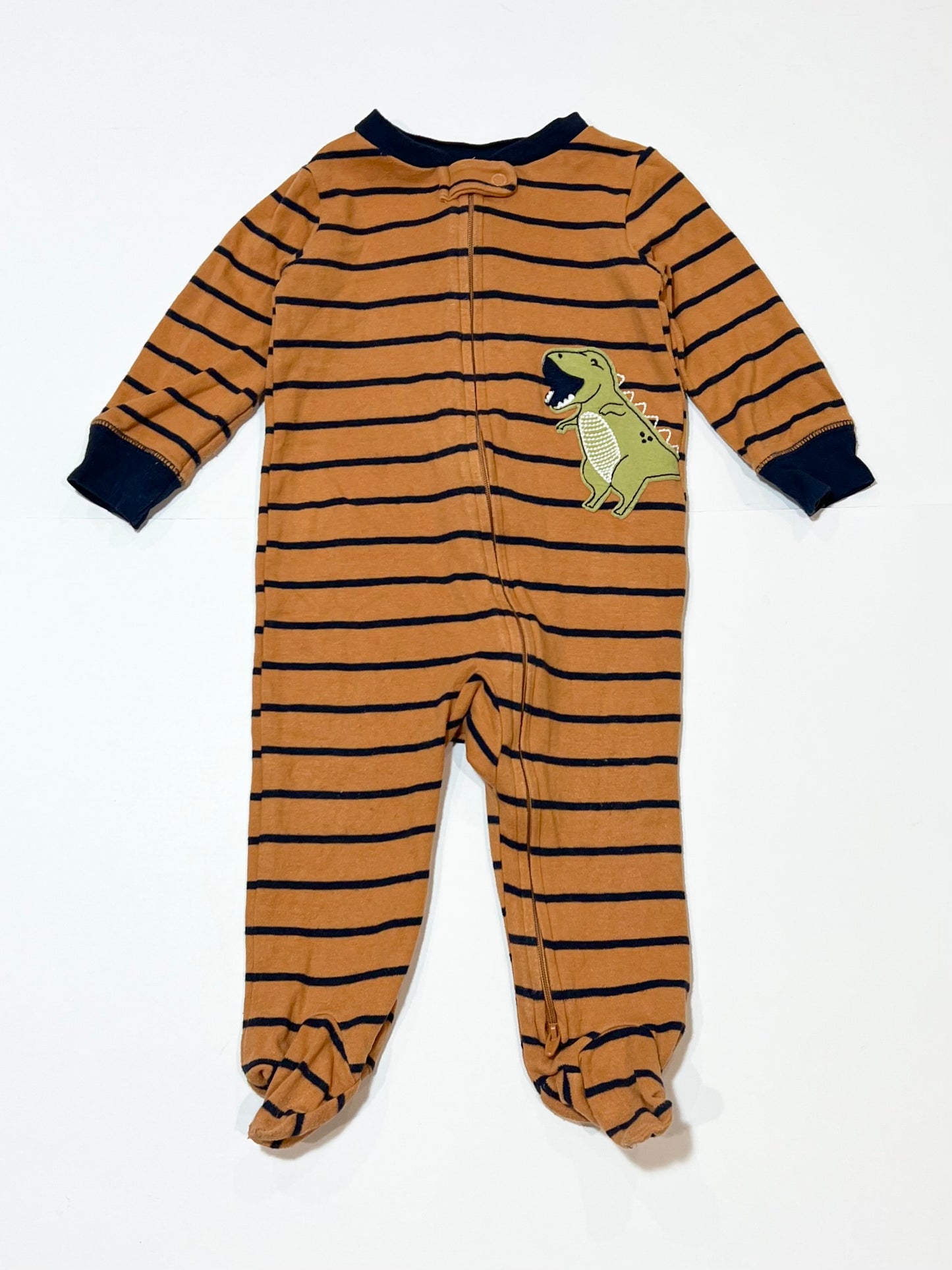 Striped t-rex zip onesie - Size 6-9 months