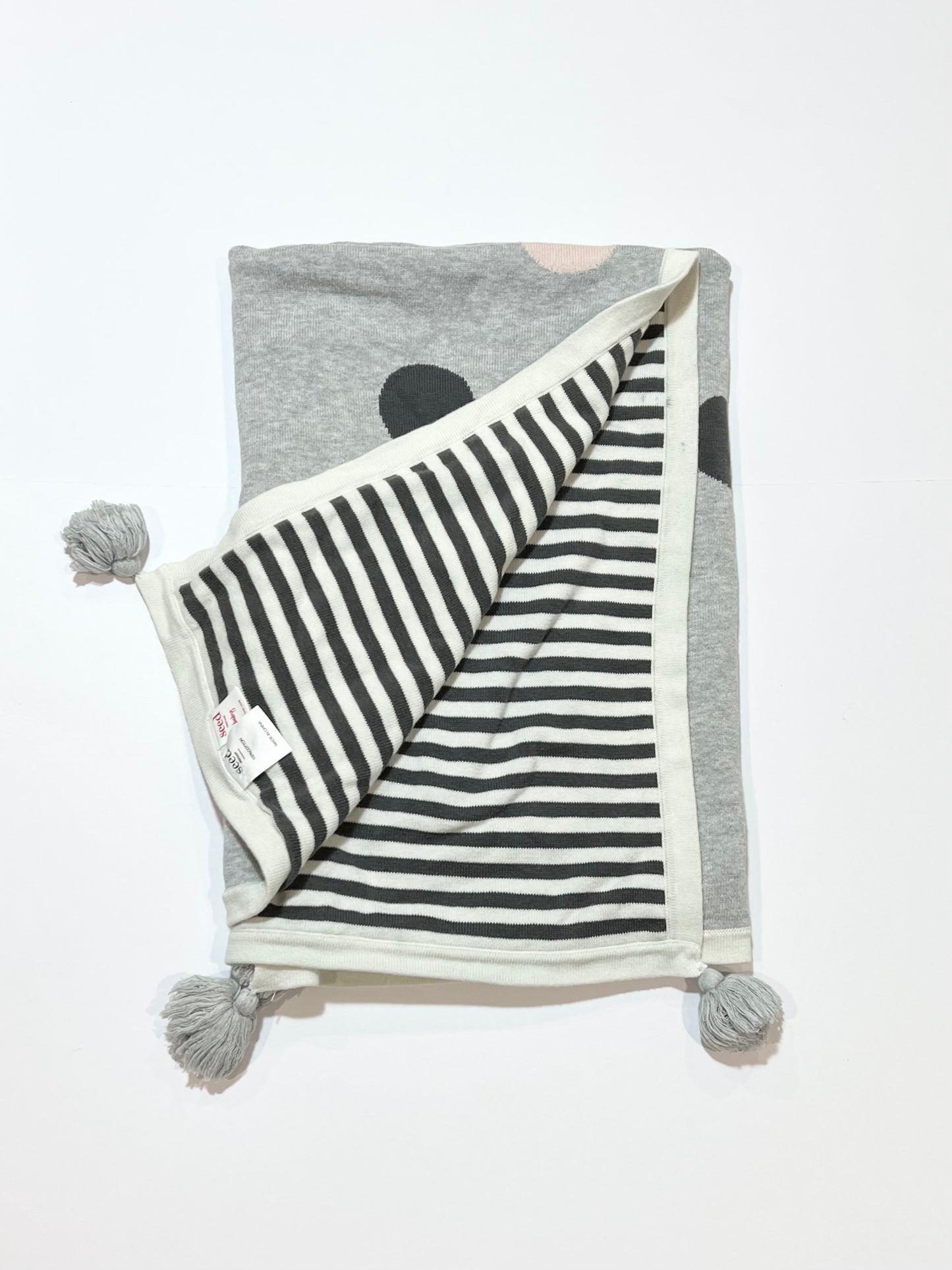 Grey spot pram blanket