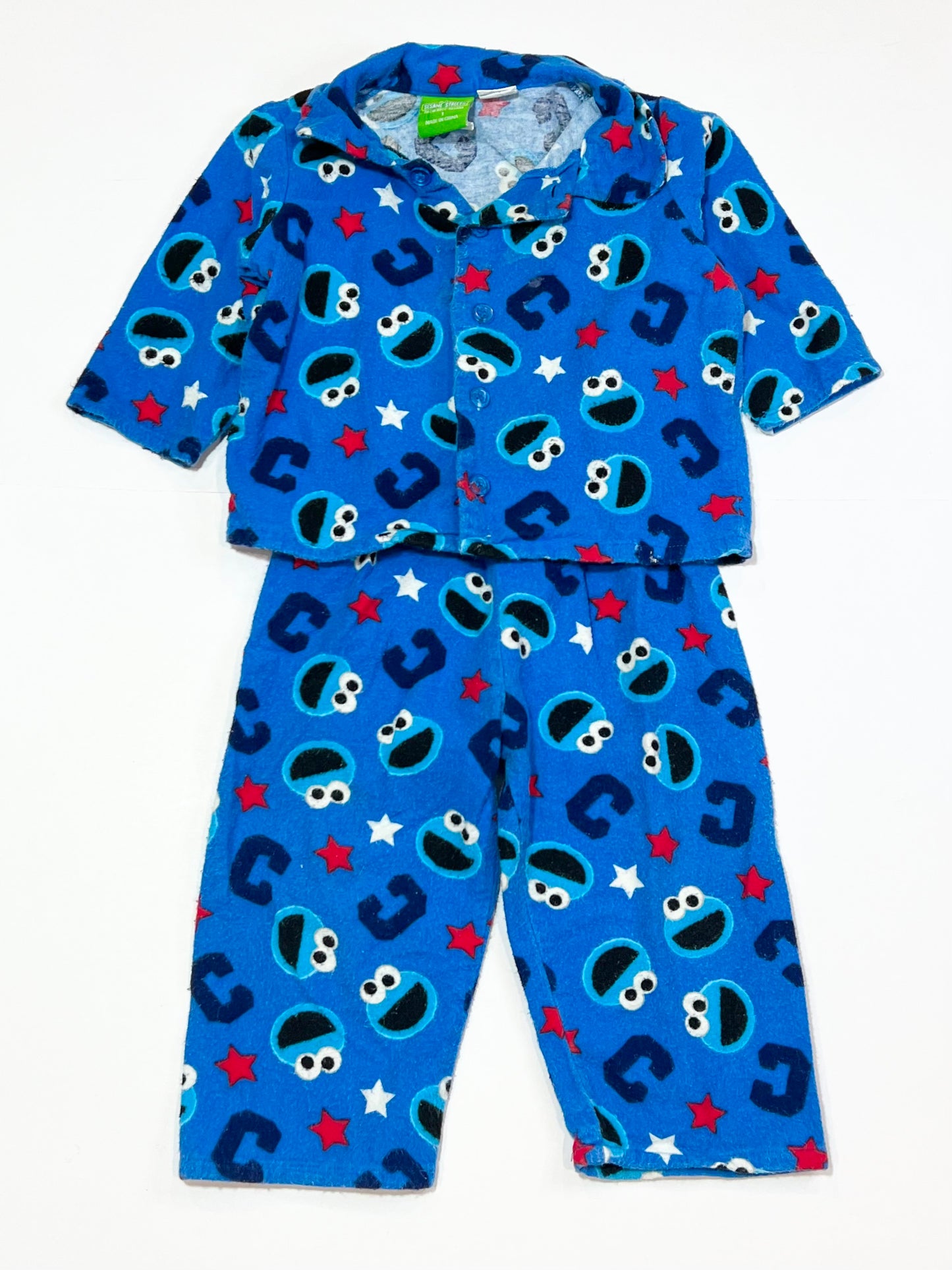 Cookie Monster flannelette pyjamas - Size 1