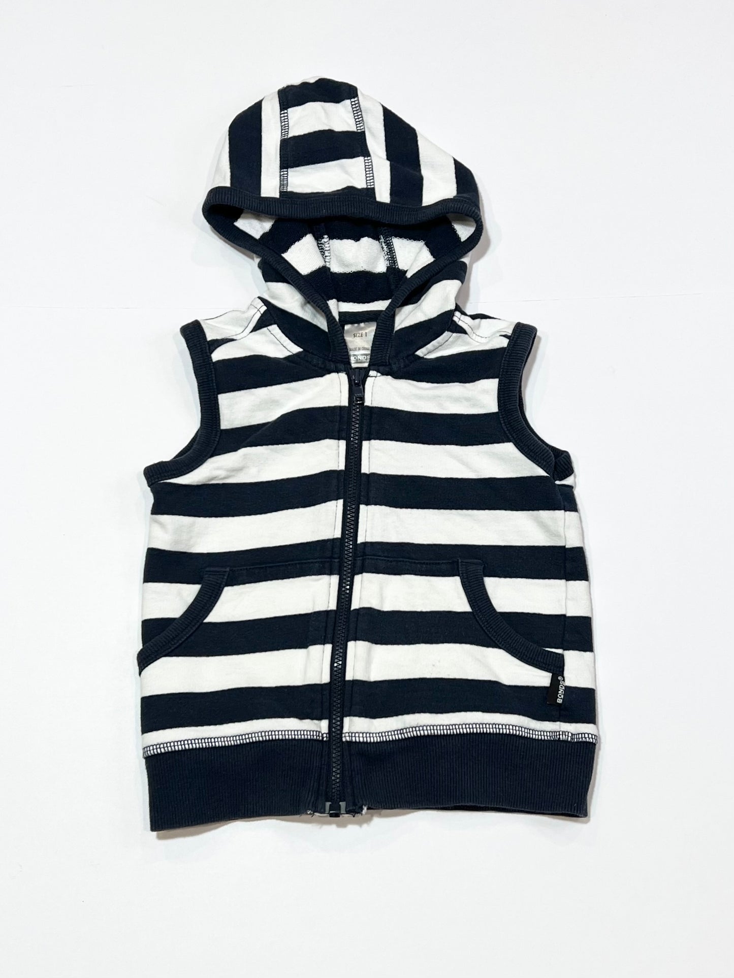 Striped hooded vest - Size 1
