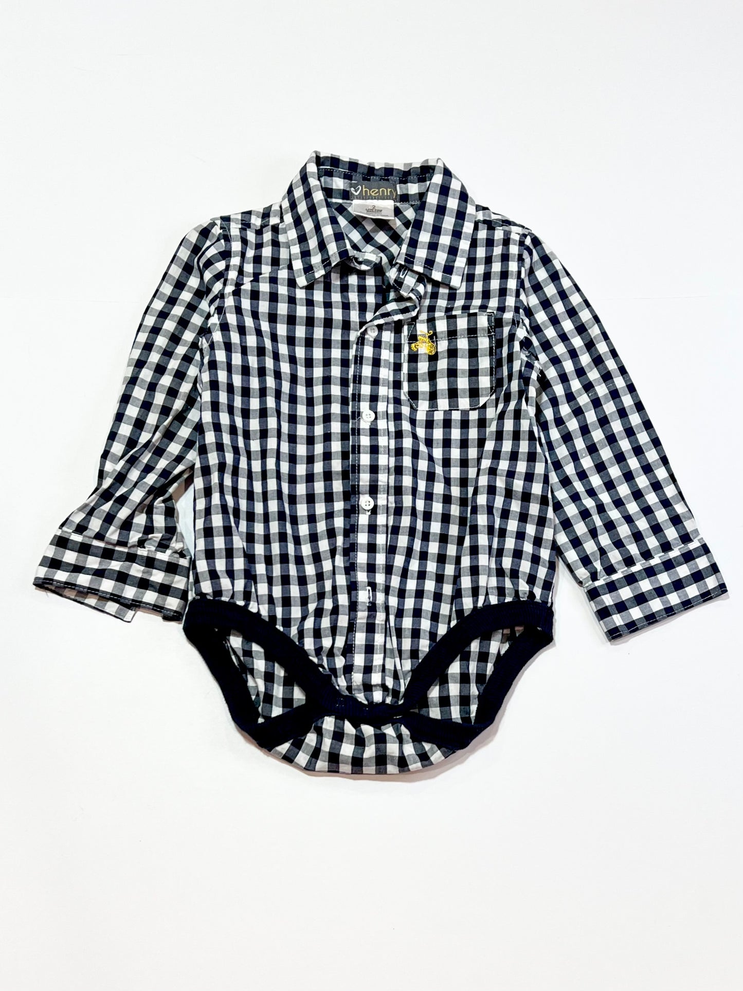 Gingham shirt bodysuit - Size 2