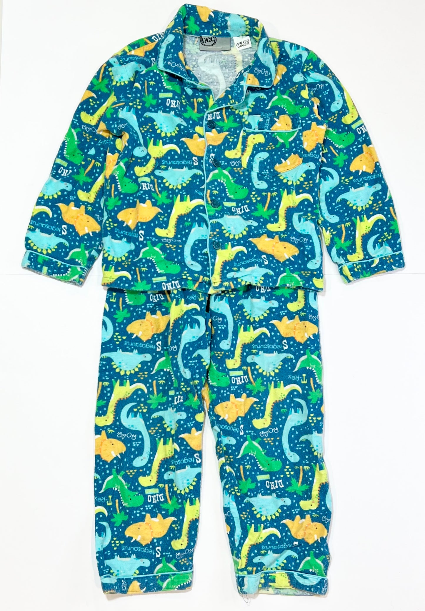 Dinosaur flannelette pyjamas - Size 4
