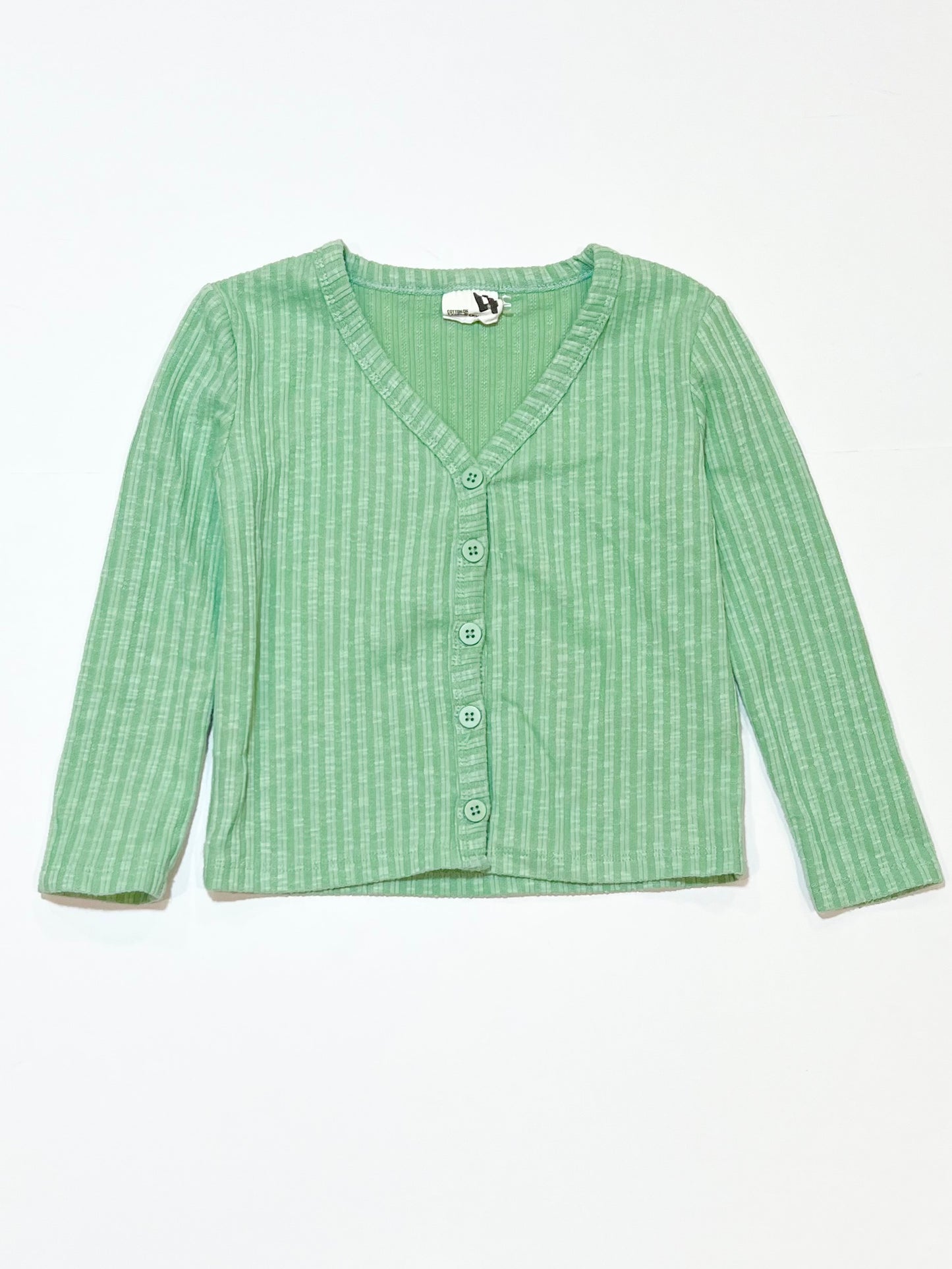 Green ribbed cardigan - Size 4