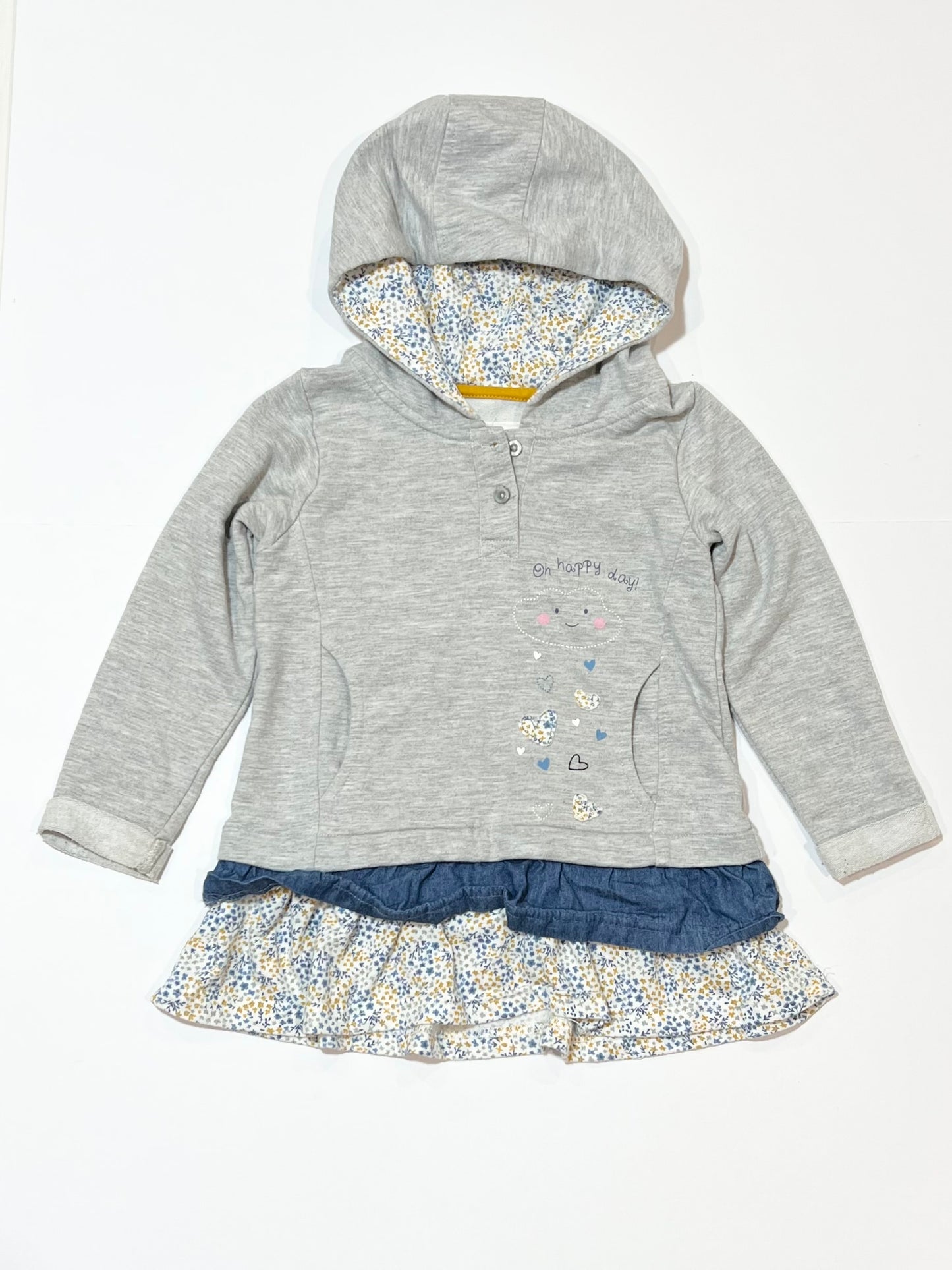 Grey hooded dress - Size 2-3