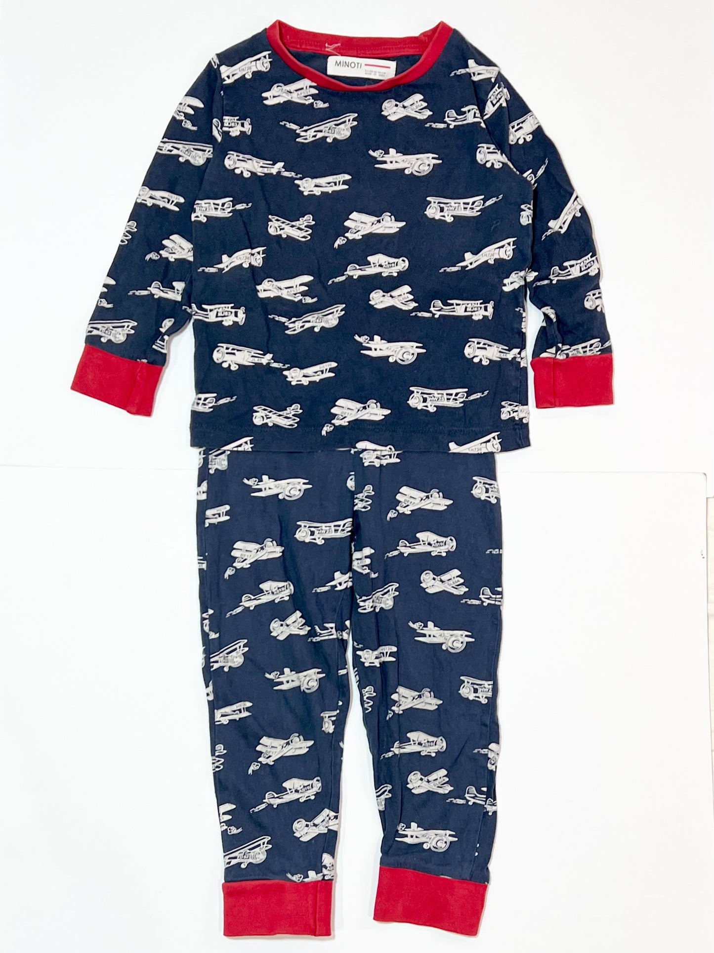 Navy aeroplane pyjamas - Size 3-4