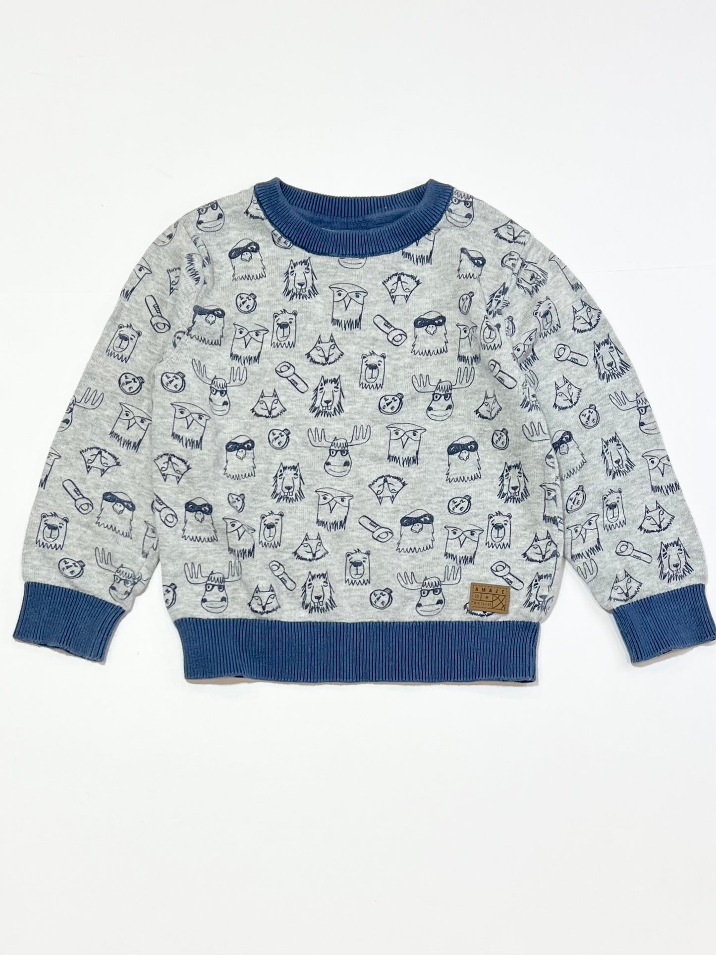 Animal faces knit jumper - Size 3