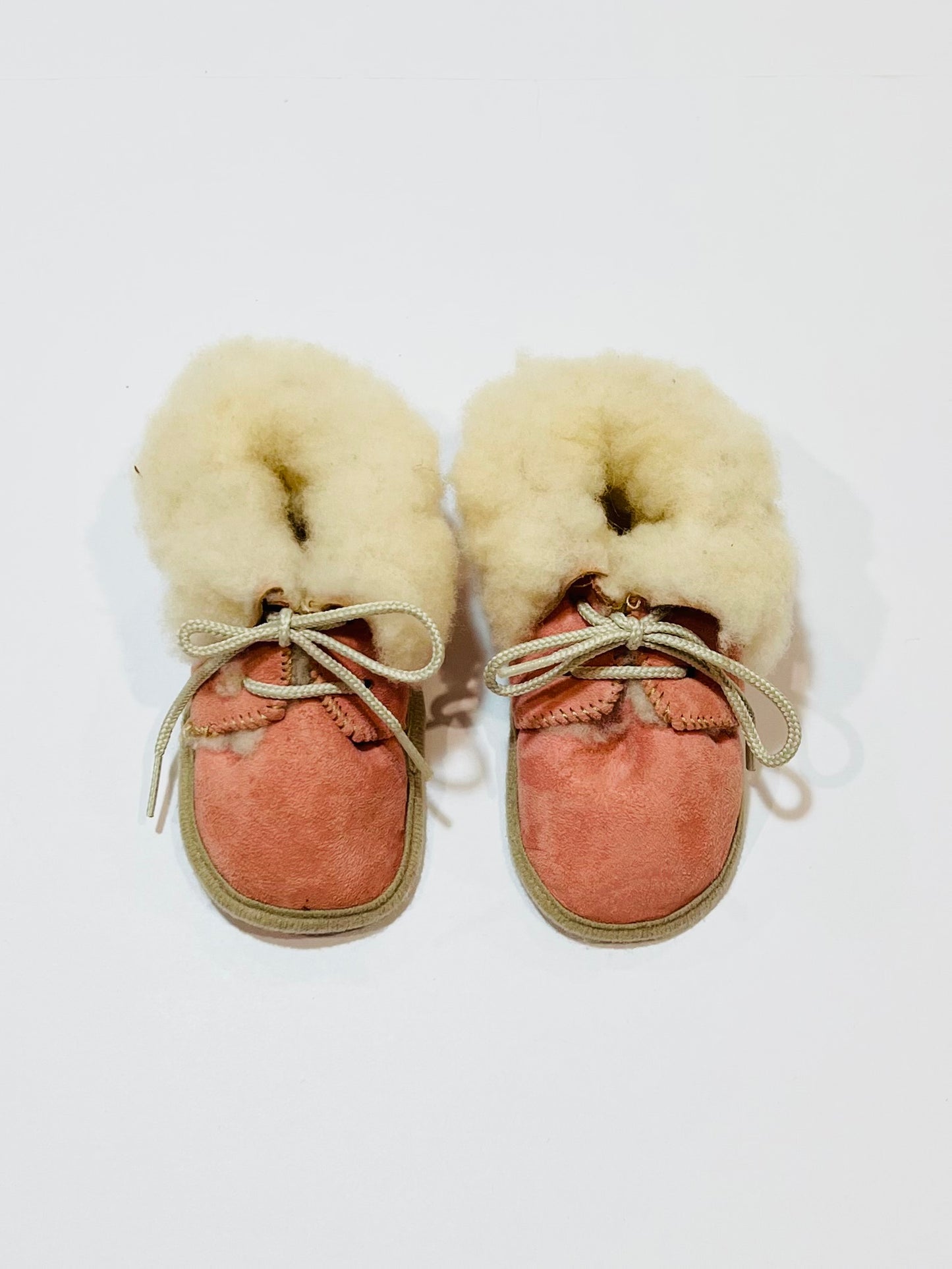Pink sheepskin booties - Size 6-12 months