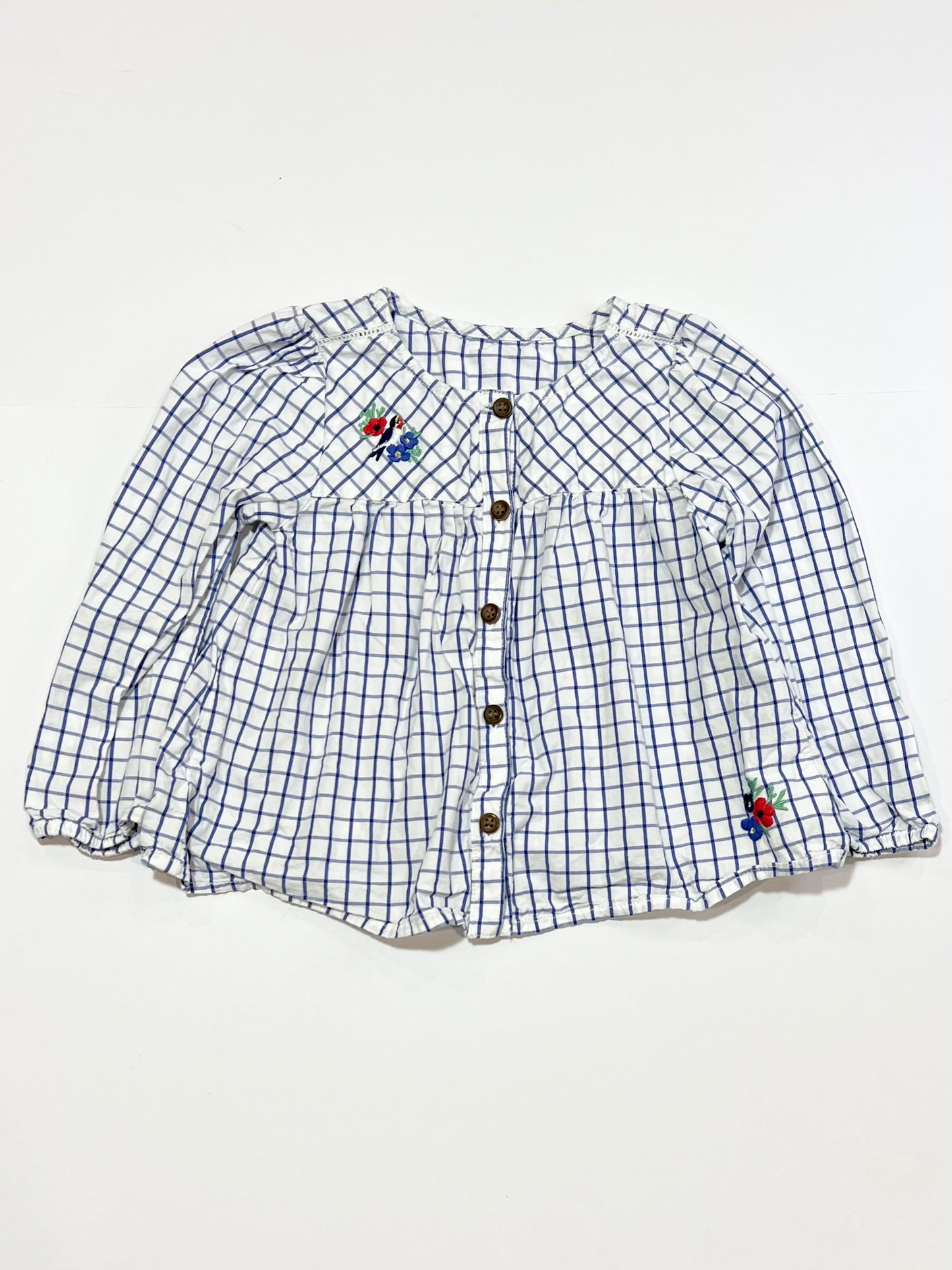 Checkered embroidered top - Size 3-4