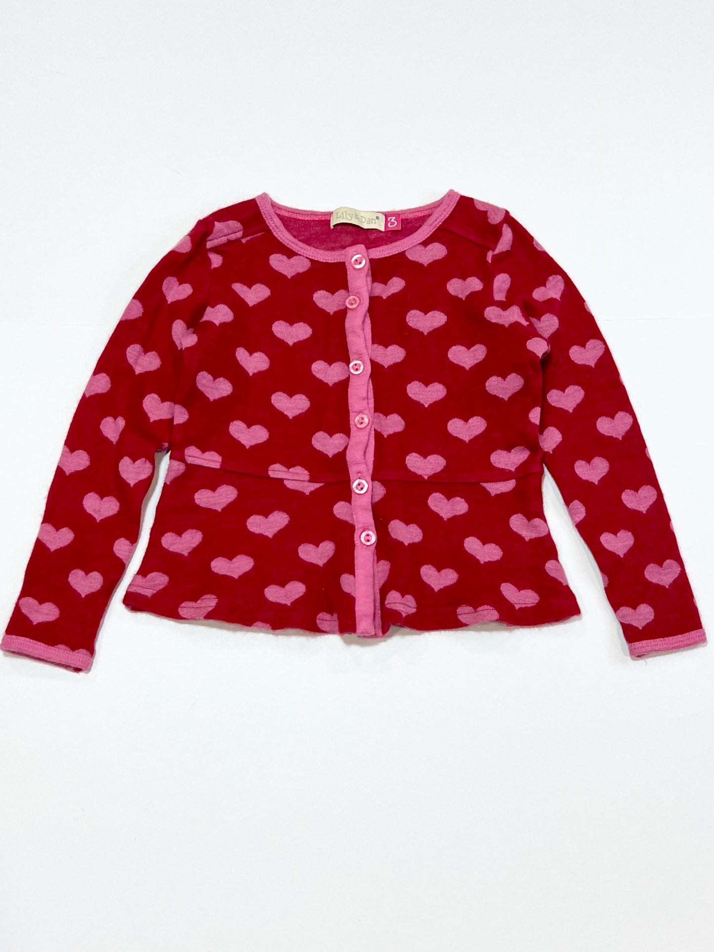 Pink hearts cardigan - Size 3