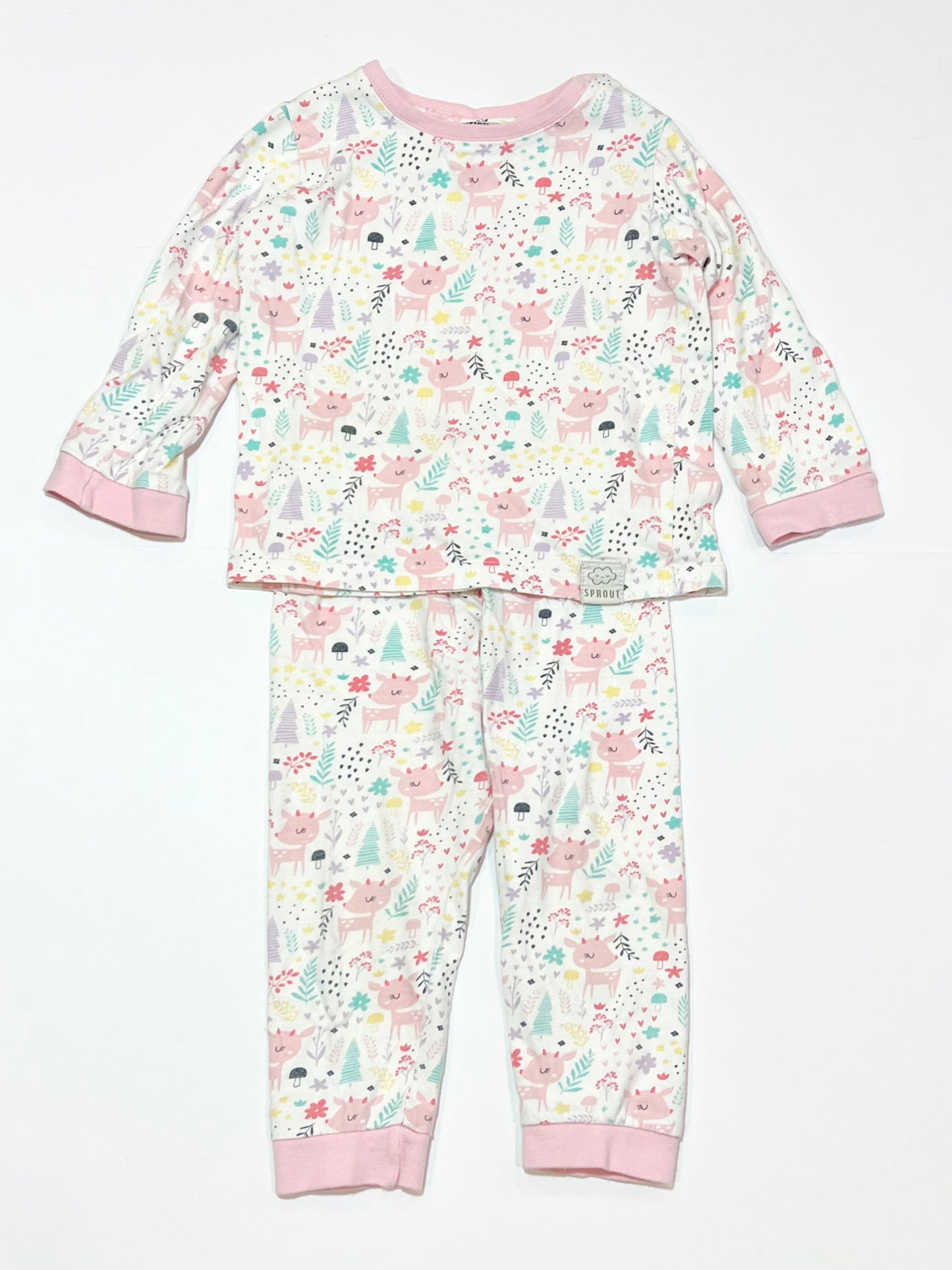 Pink deer pyjamas - Size 2