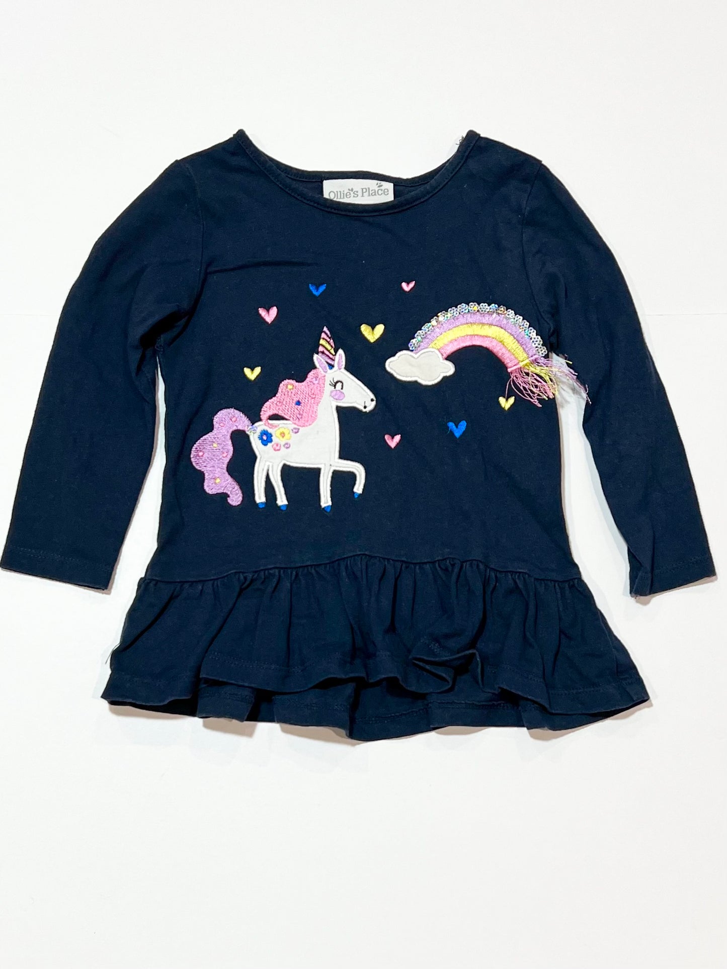 Navy unicorn top - Size 2