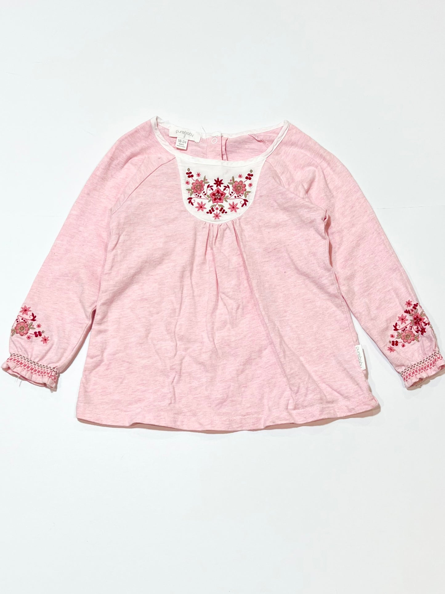 Pink embroidered top - Size 2