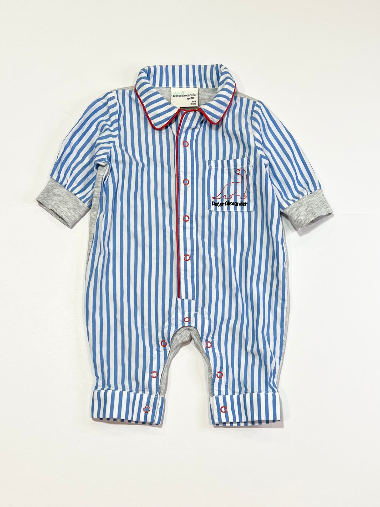 Striped dinosuar onesie - Size 000