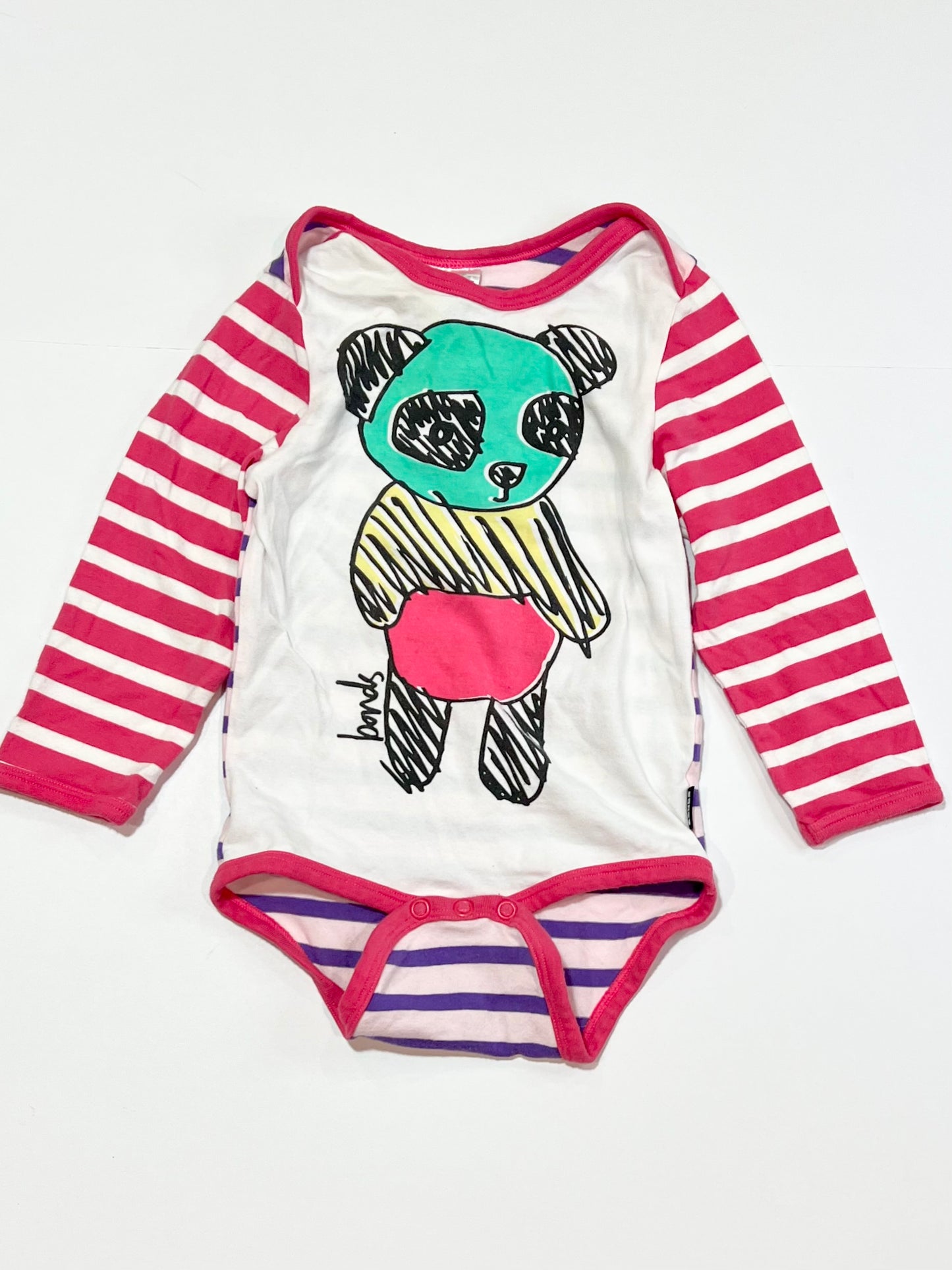 Striped panda bodysuit - Size 1