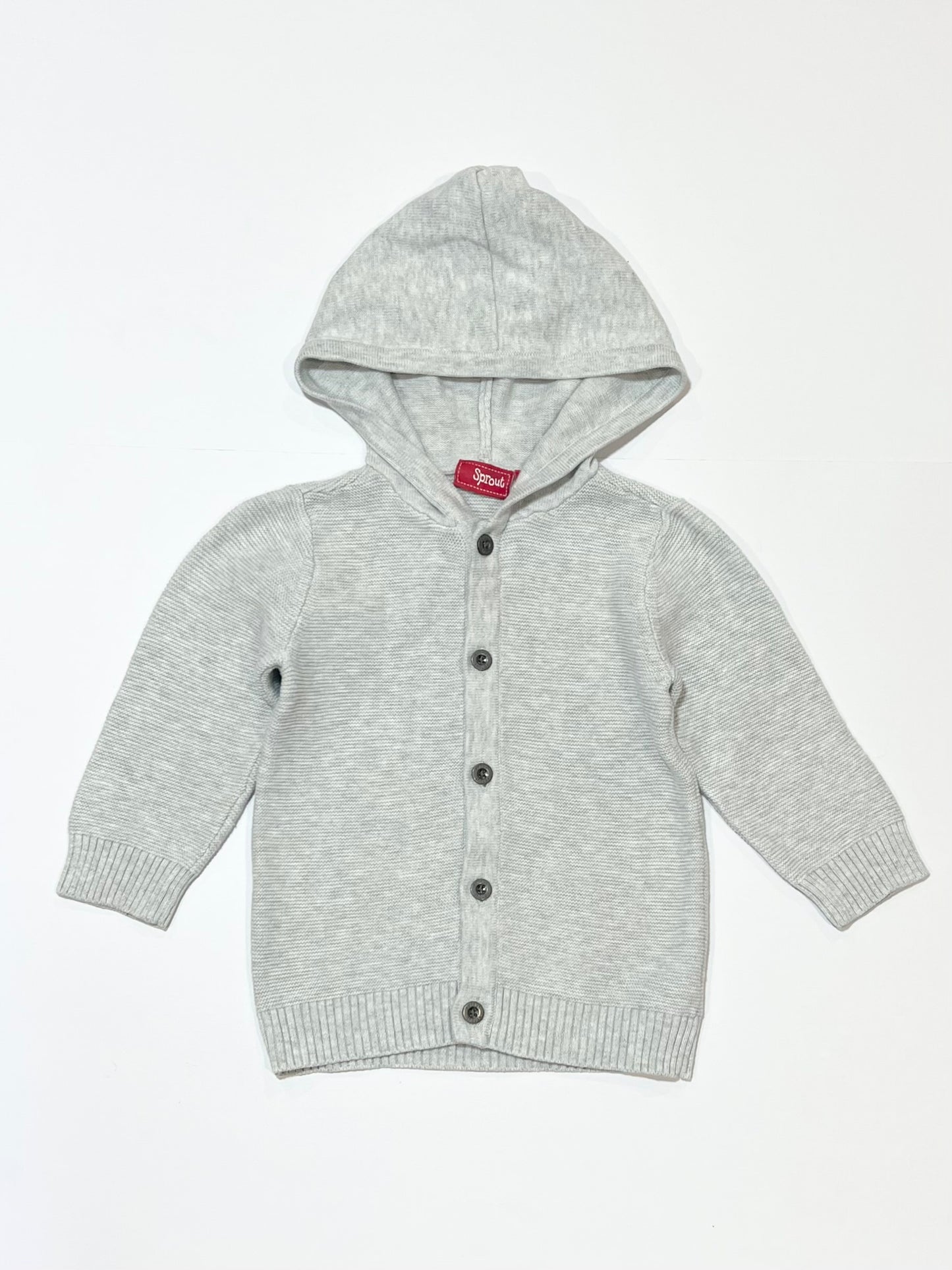 Grey knit hooded jacket - Size 1