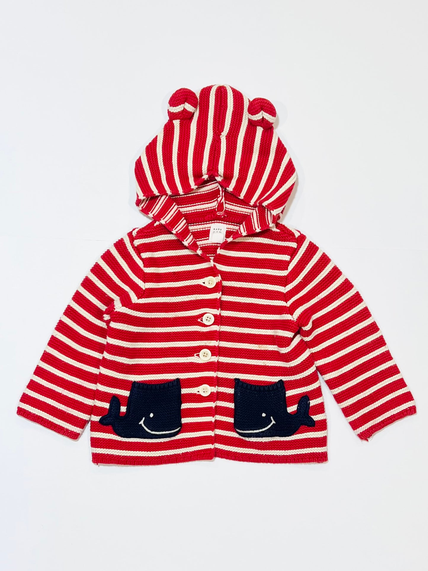 Striped knit hooded jacket - Size 1