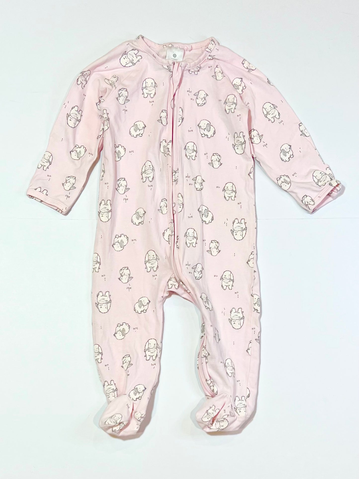 Pink bunny zip onesie - Size 0