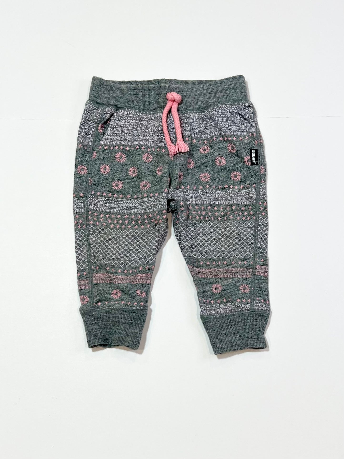 Grey floral pants - Size 0