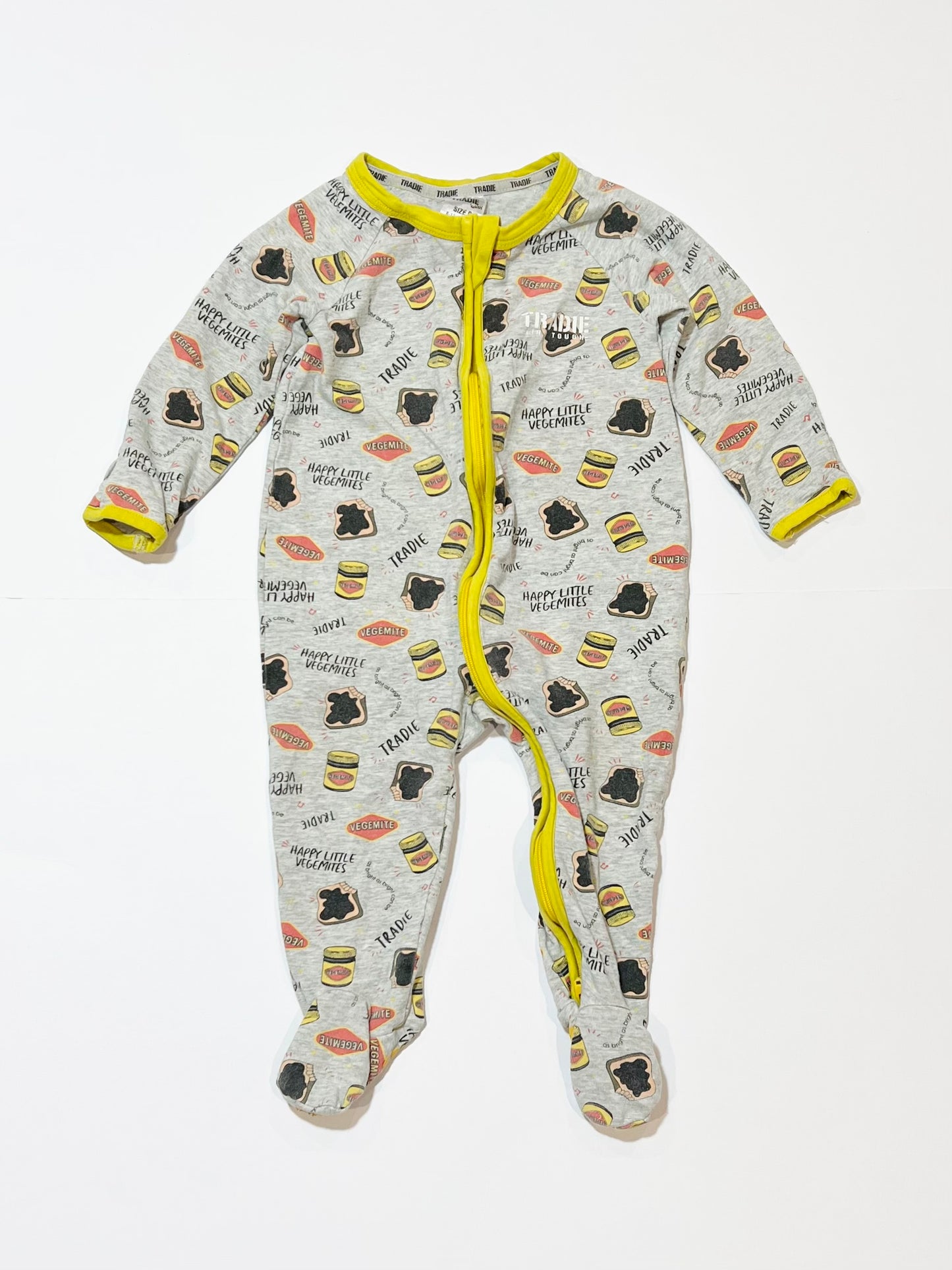 Vegemite zip onesie - Size 0