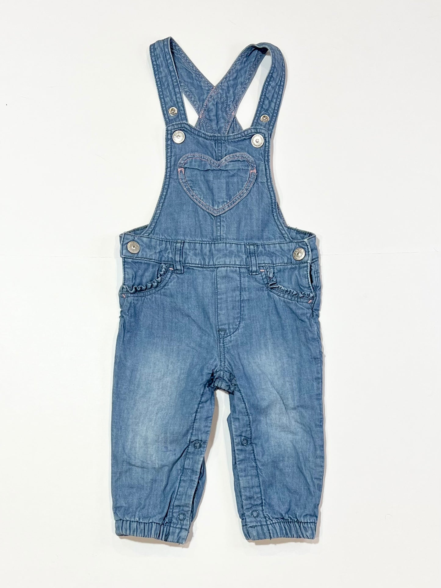 Soft denim overalls - Size 6-9 months