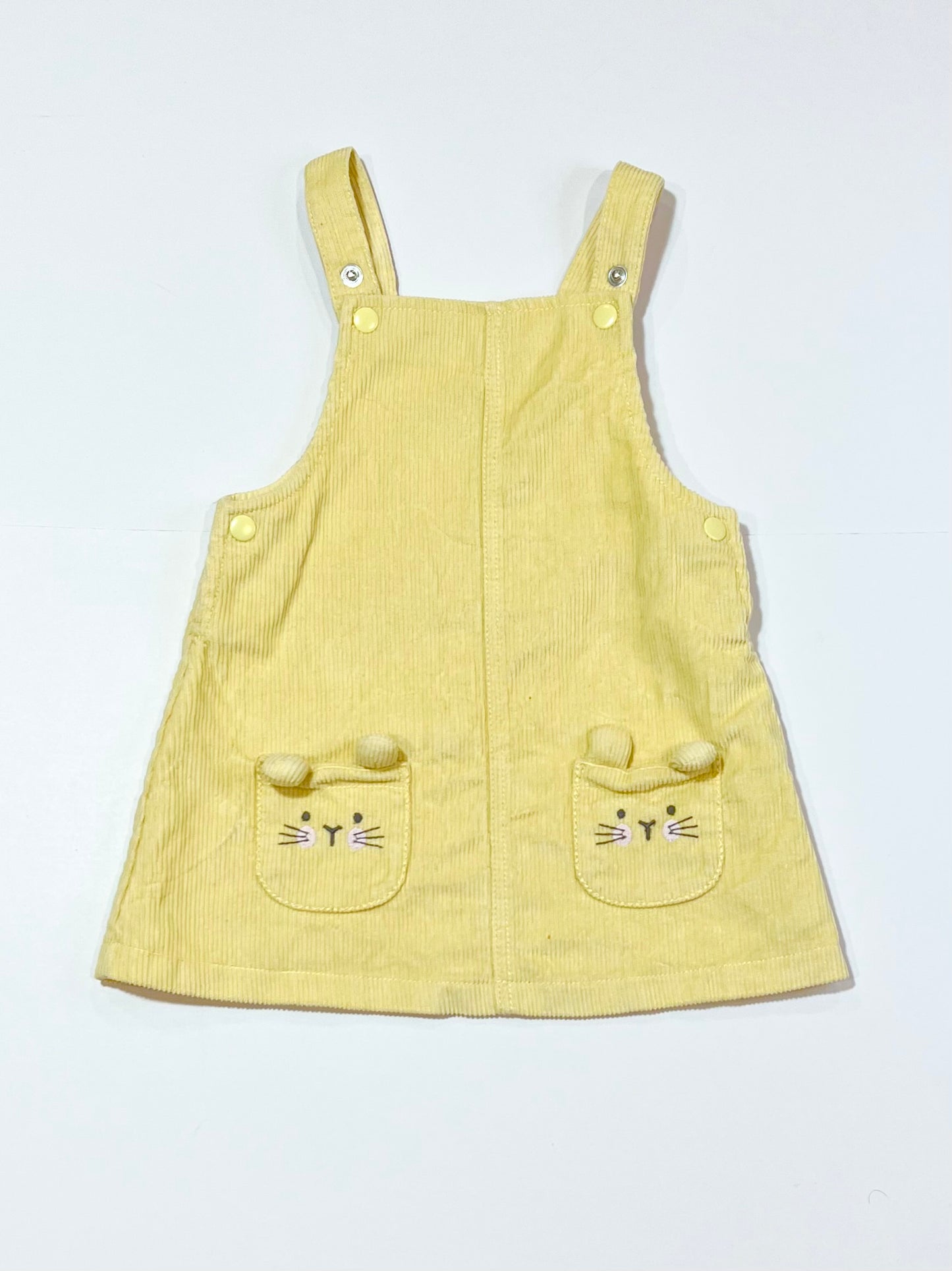 Yellow corduroy pinafore - Size 6-9 months