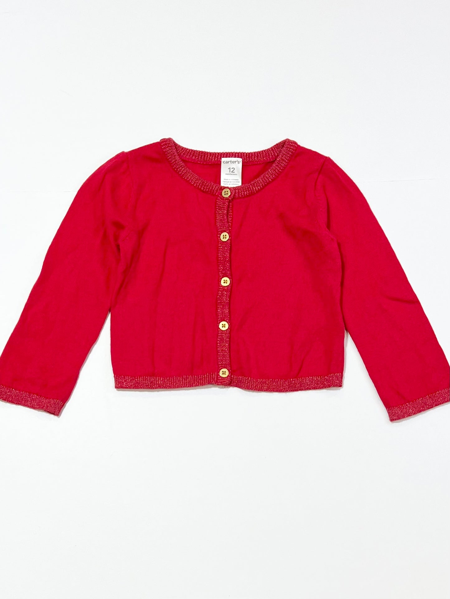 Red cropped cardigan - Size 9-12 months