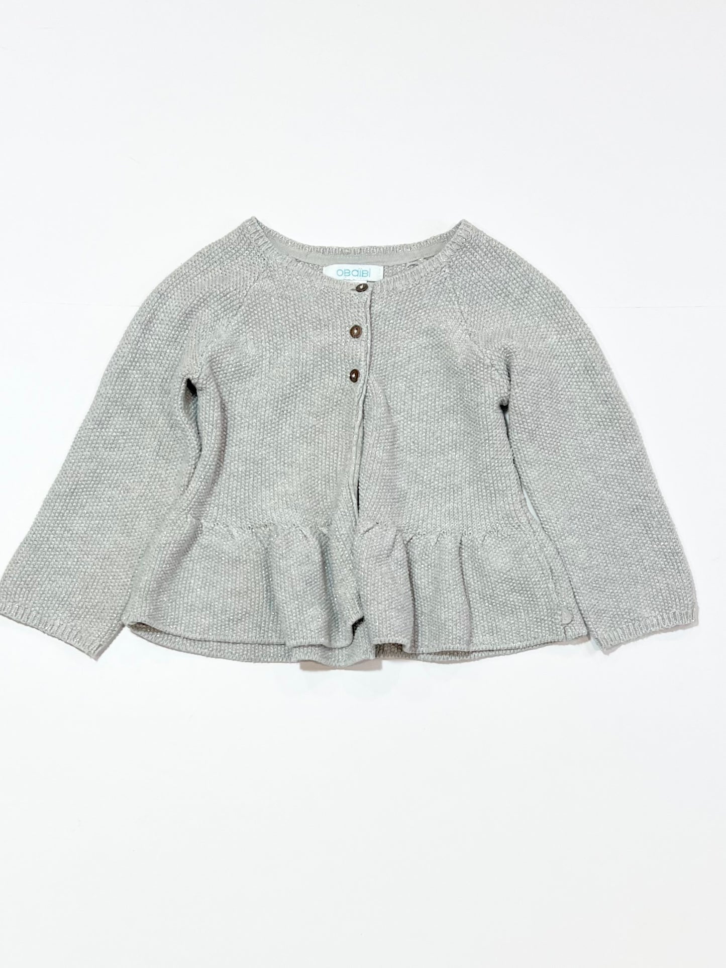 Grey sparkle knit jacket - Size 9-12 months