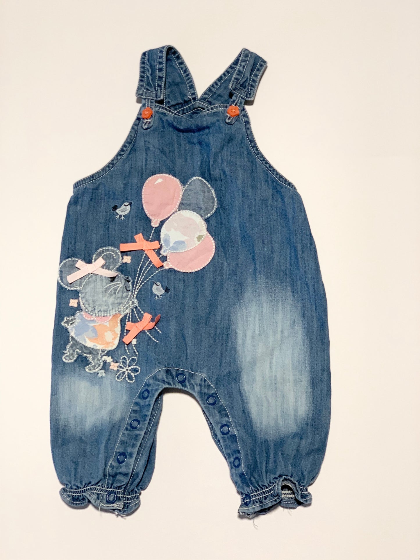 Mouse applique overalls - Size 00
