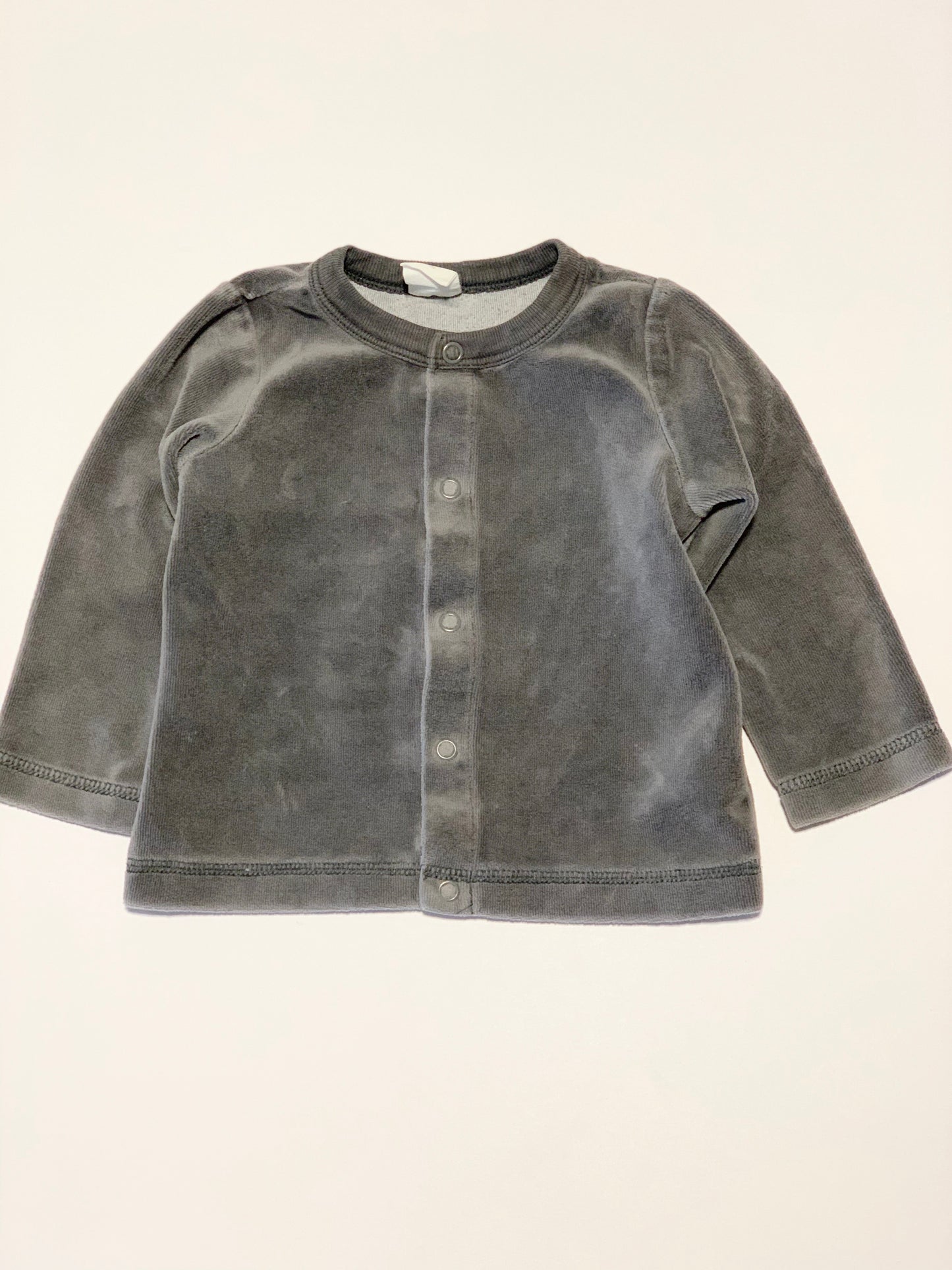 Grey velour jacket - Size 6-9 months