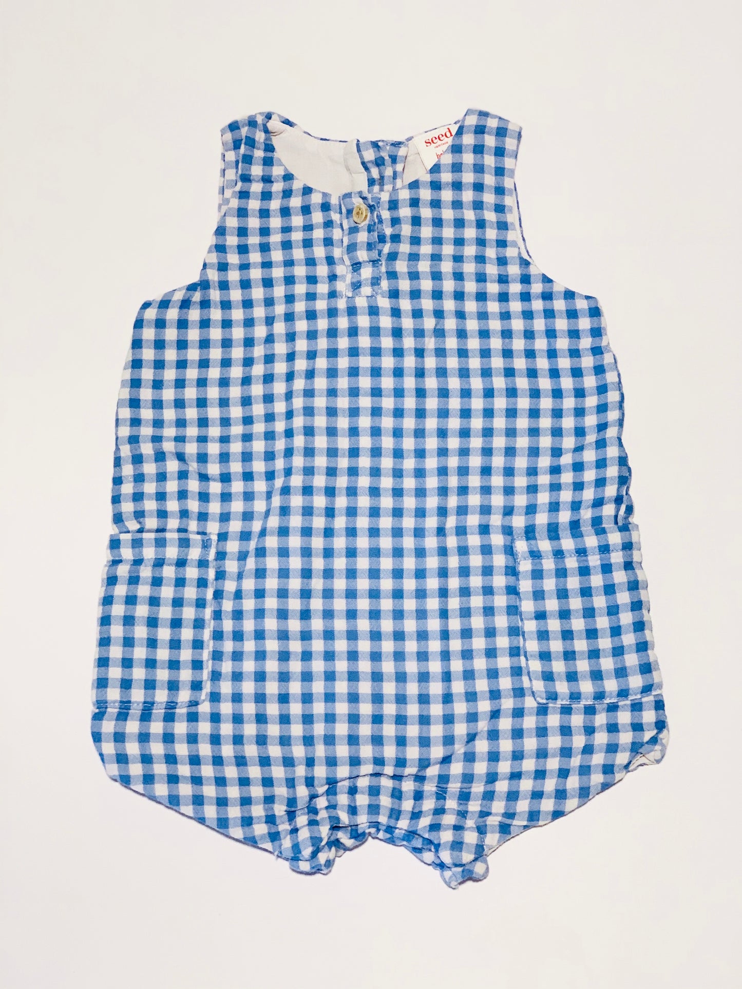 Blue checkered romper - Size 00