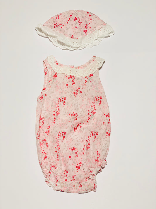 Floral romper with hat - Size 00