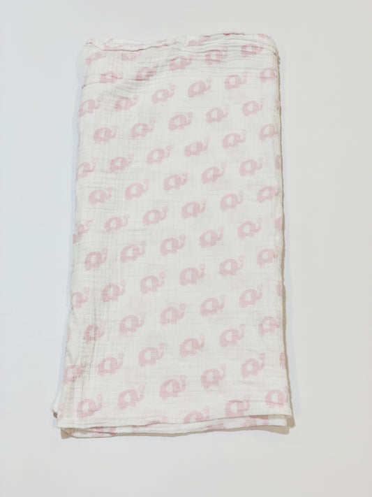 Pink elephants cotton muslin wrap