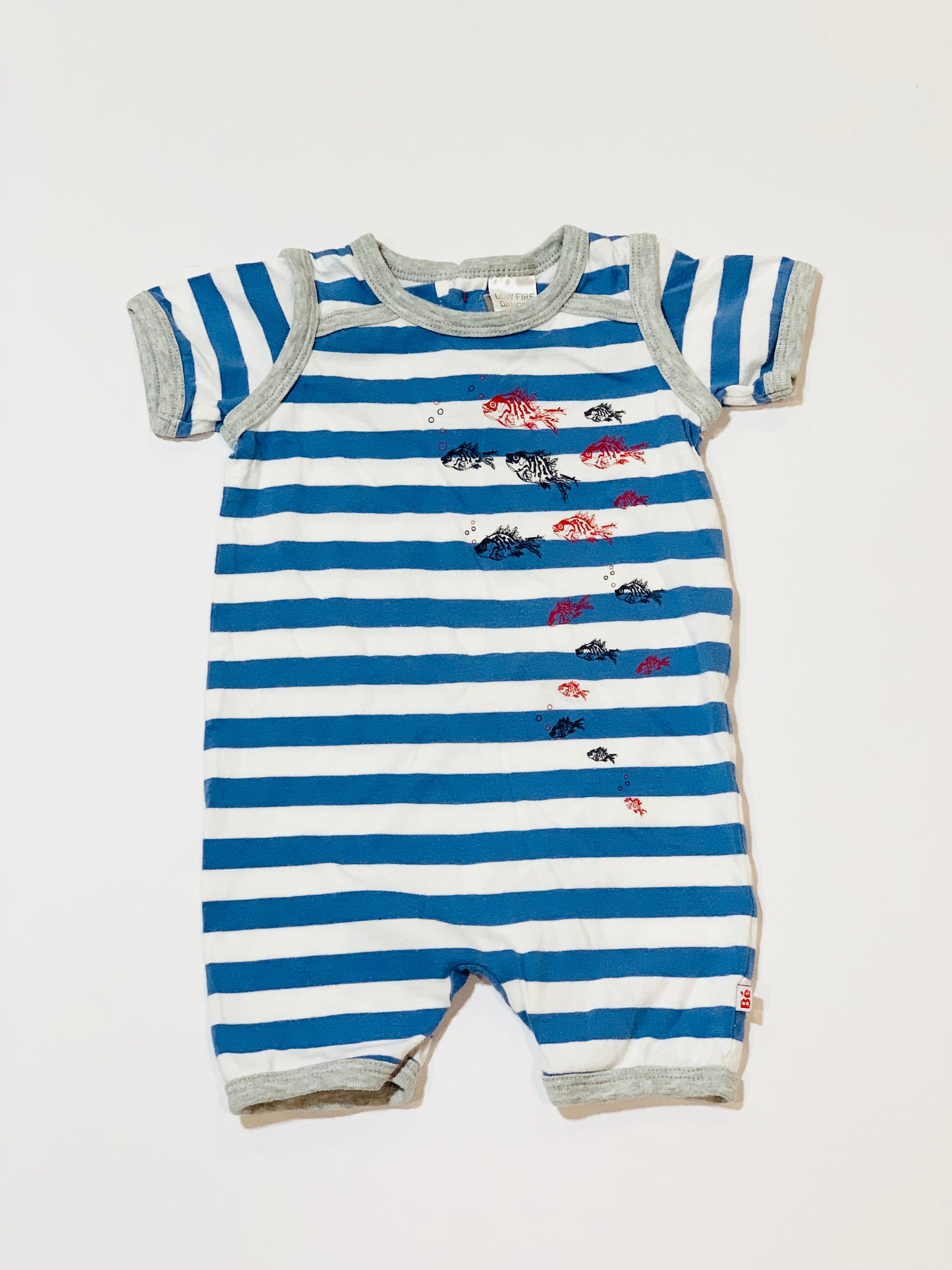 Striped fish romper - Size 9 months