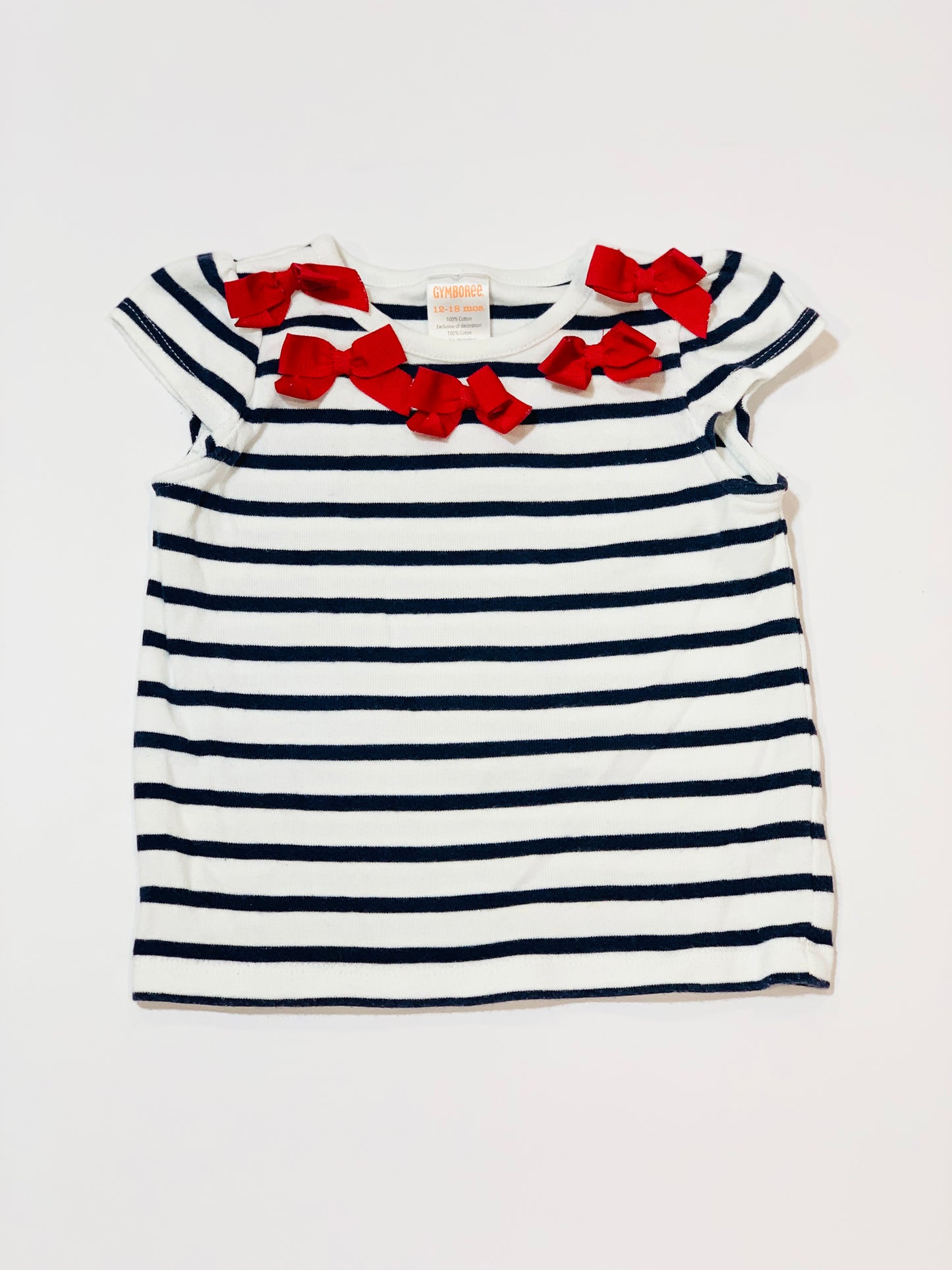 Striped bows tee - Size 1